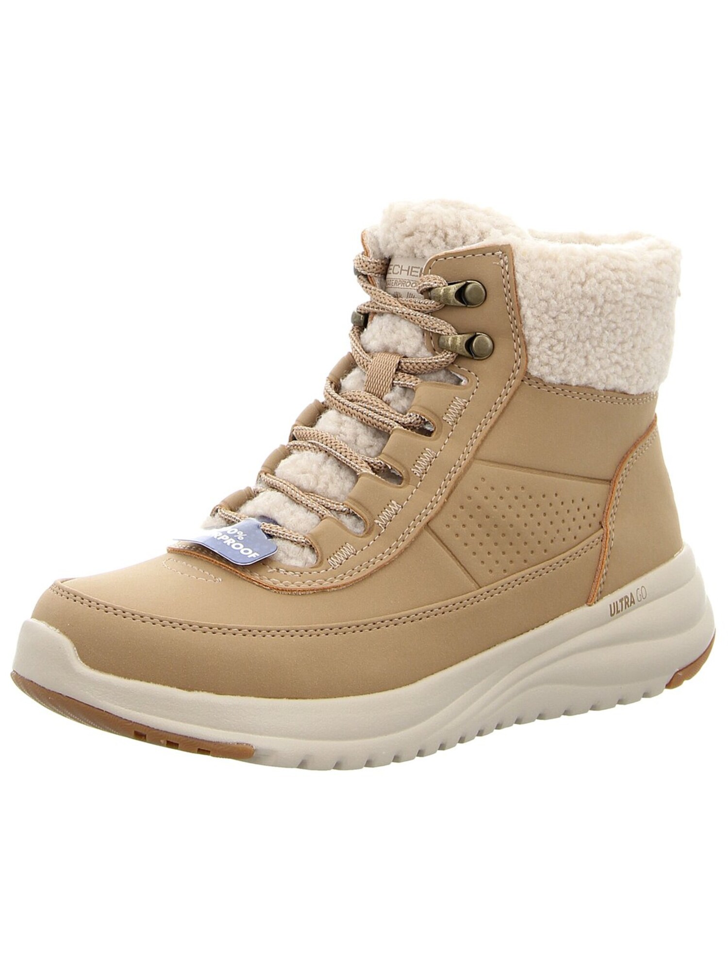 SKECHERS Botas con cordones 'Schnürstiefelette Damen 144756 CSNT Kunststoff (Synthetik) in beige'  beige