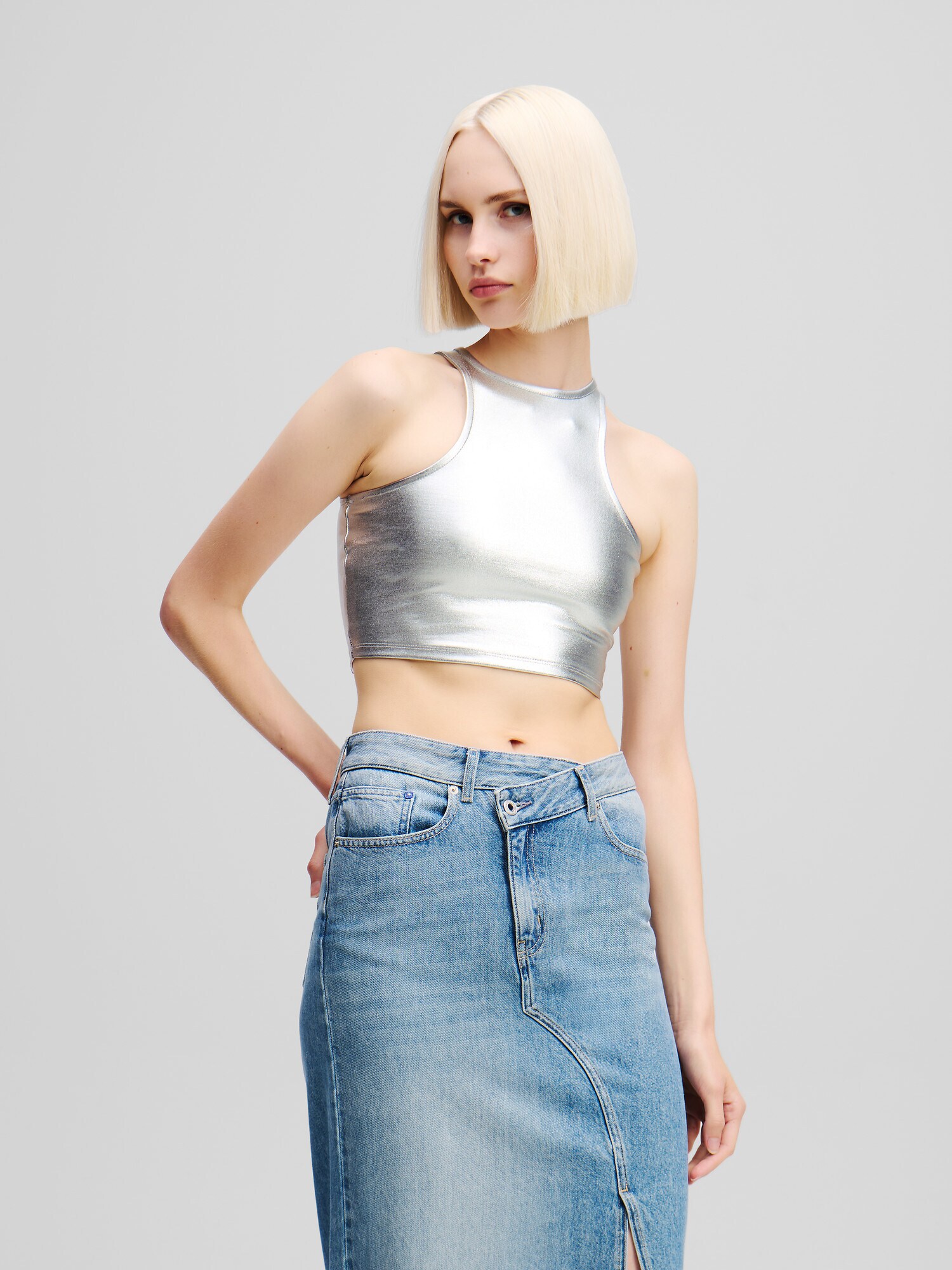 KARL LAGERFELD JEANS Top  fekete / ezüst termék 2. képe