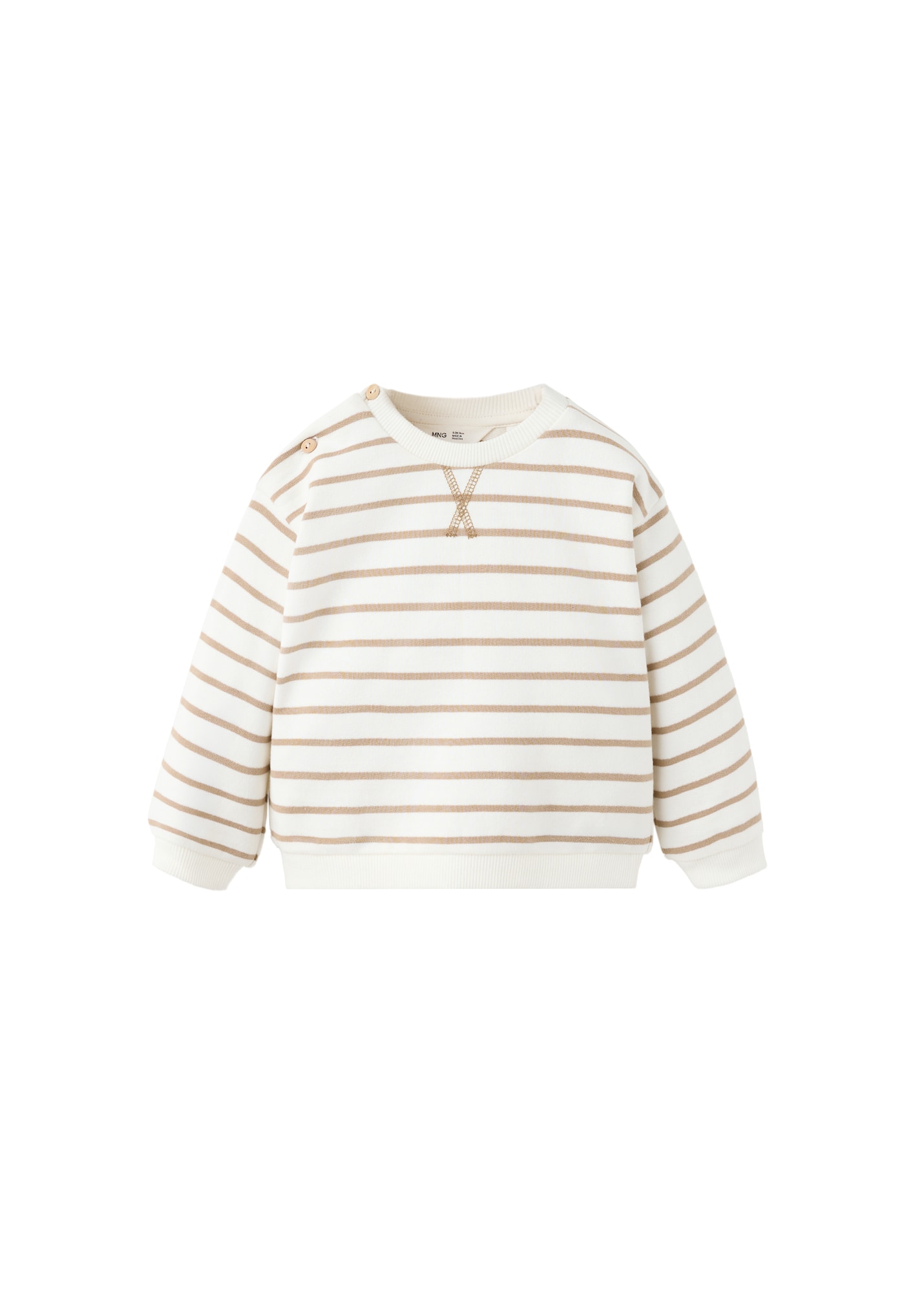 MANGO KIDS Bluză de molton BANDS maro cămilă / alb