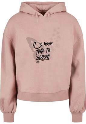 Merchcode Sweatshirt ‘Its Your Time To Bloom’ Rosé / Zwart