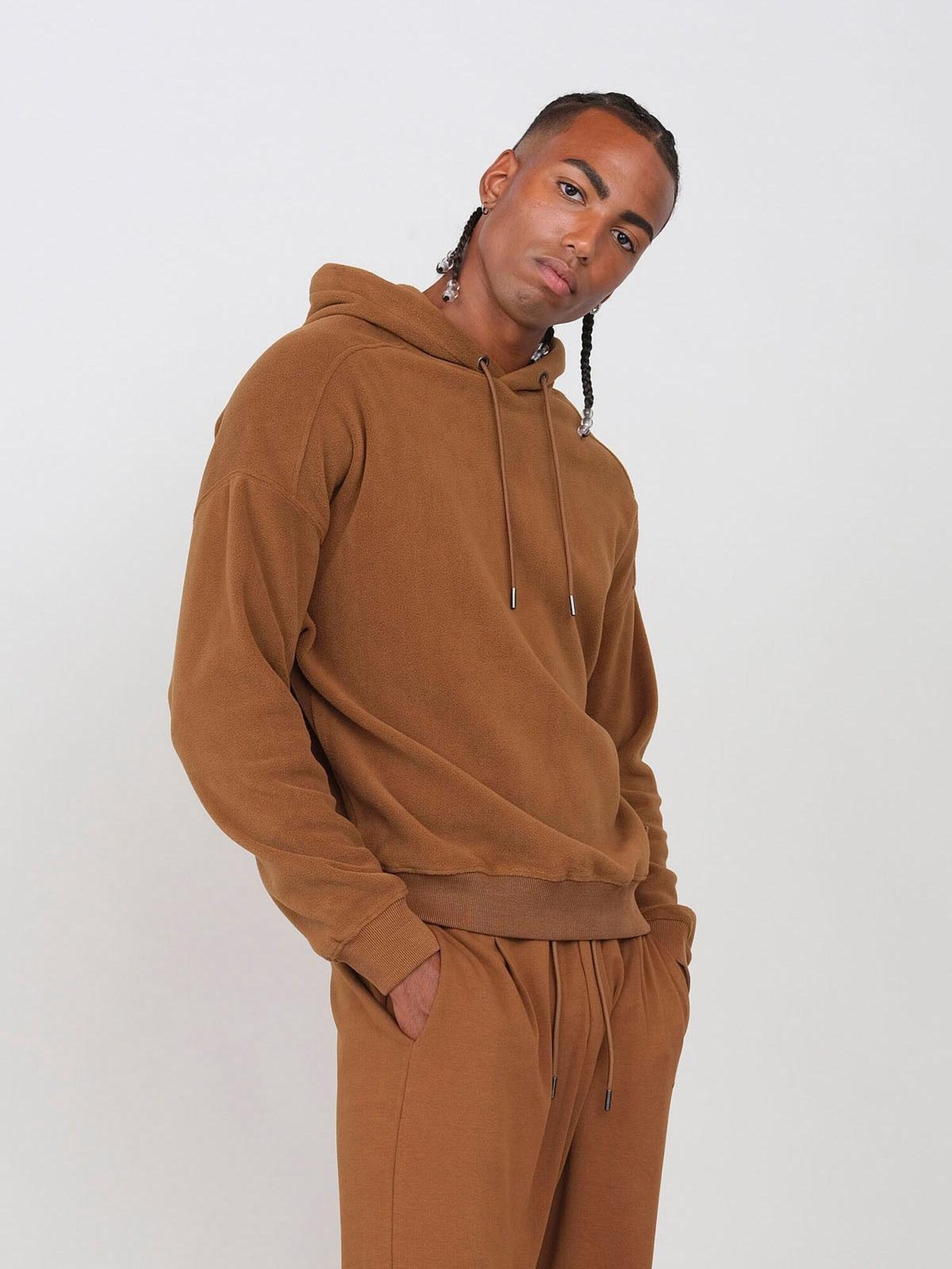 OWN Off With Nature Sweater majica 'Pile con Cappuccio' bakrena