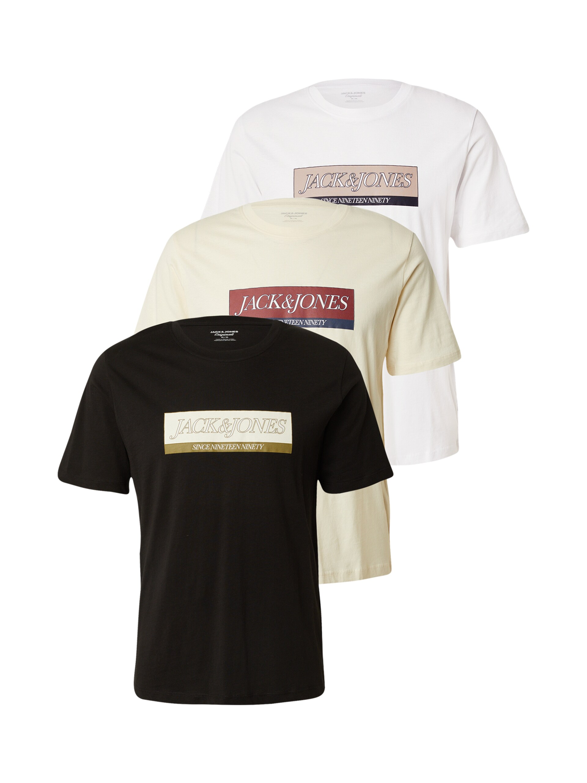JACK & JONES T-shirt 'JORINWOOD' beige / blå / röd herr