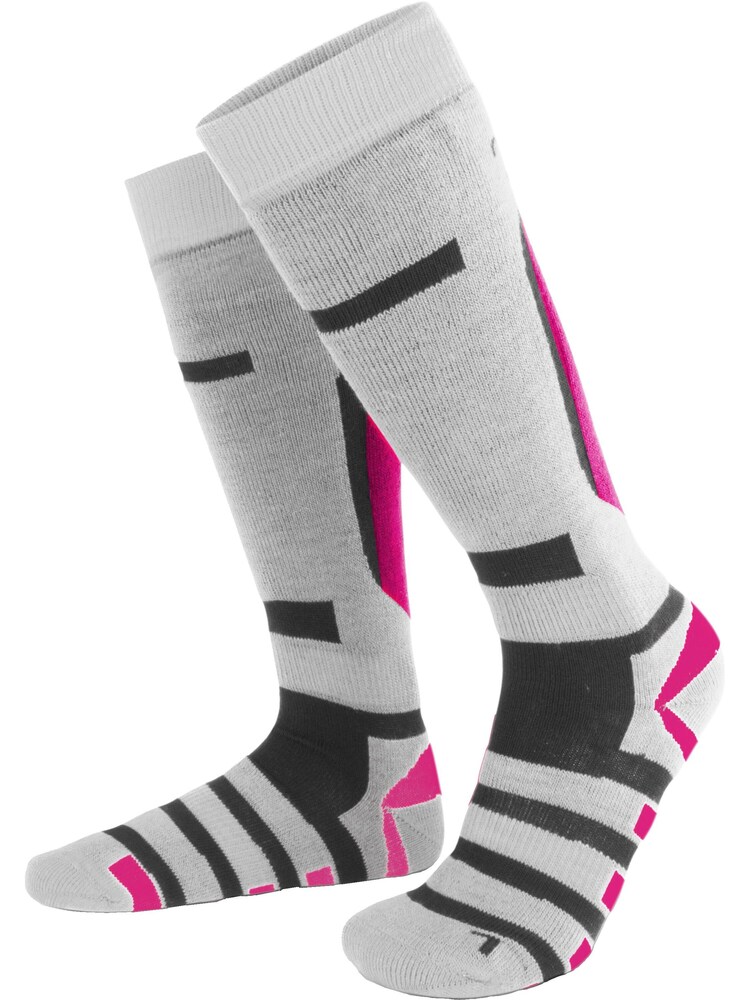 normani 2 Paar Ski-Kniestrümpfe ' Ripp ' Herren Größe 39/42 pink / schwarz / weiß / weißmeliert