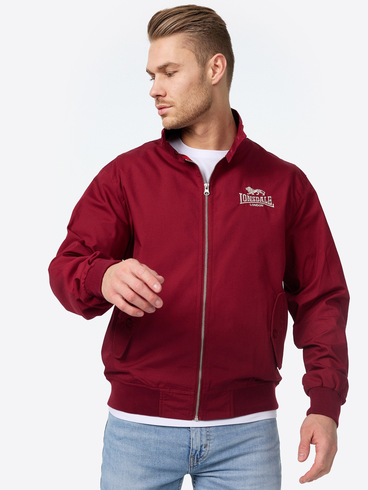 LONSDALE Átmeneti dzseki 'CLASSIC'  cseresznyepiros / sötétvörös / fehér termék 2. képe
