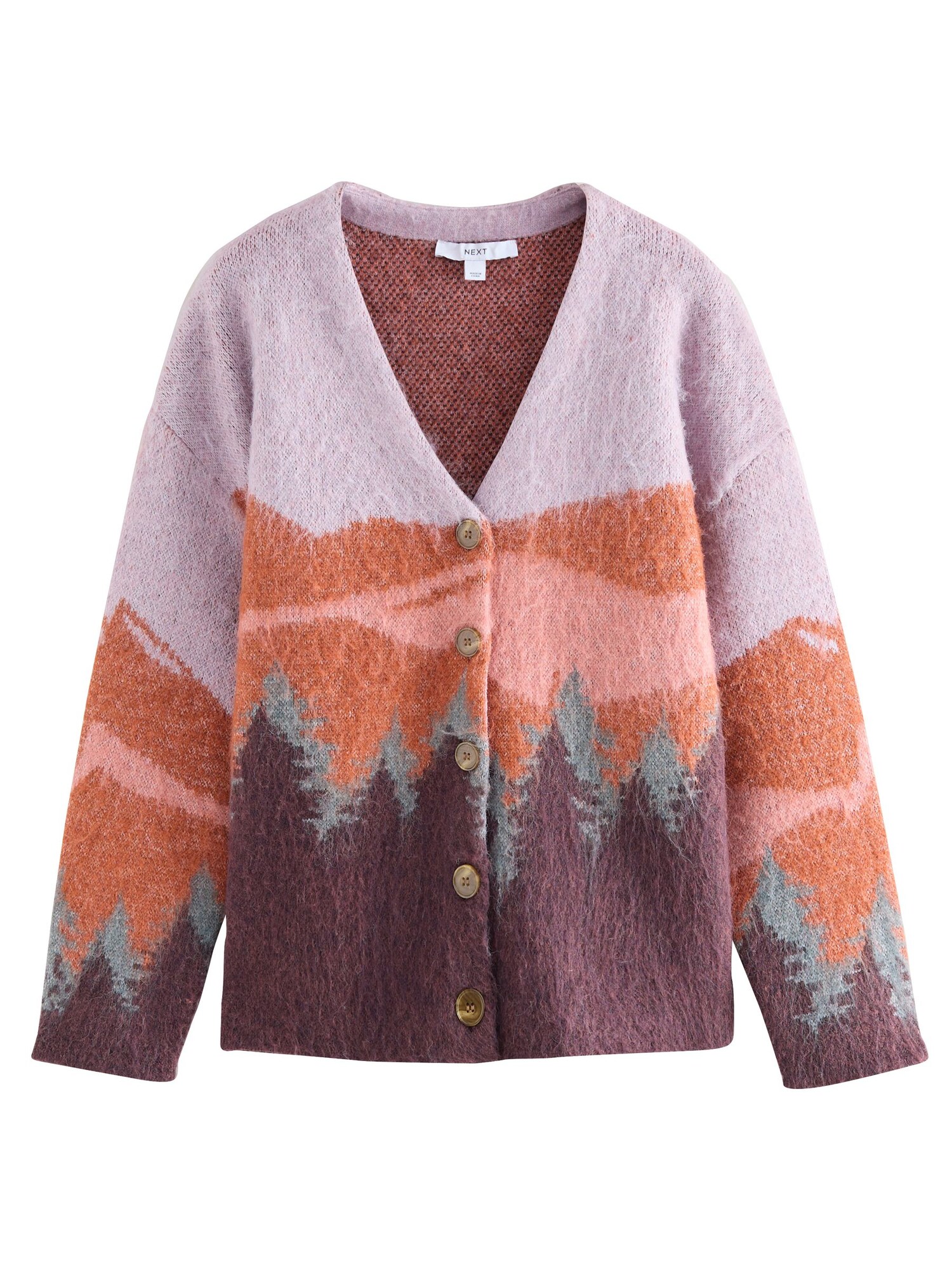 Next Geacă tricotată  gri / lila / mauve / roz / roșu orange