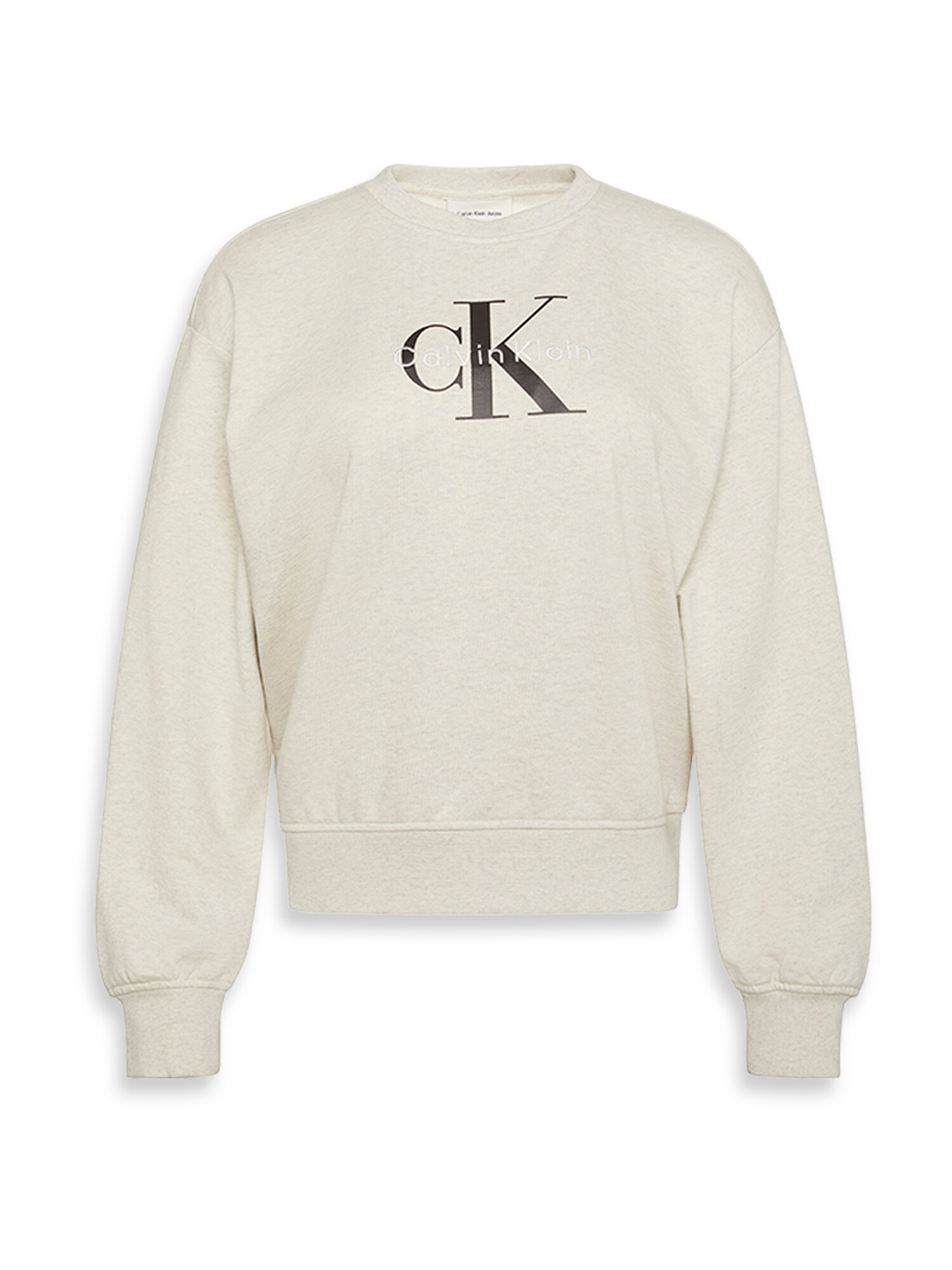 Calvin Klein Jeans Mikina sivá melírovaná / čierna / biela