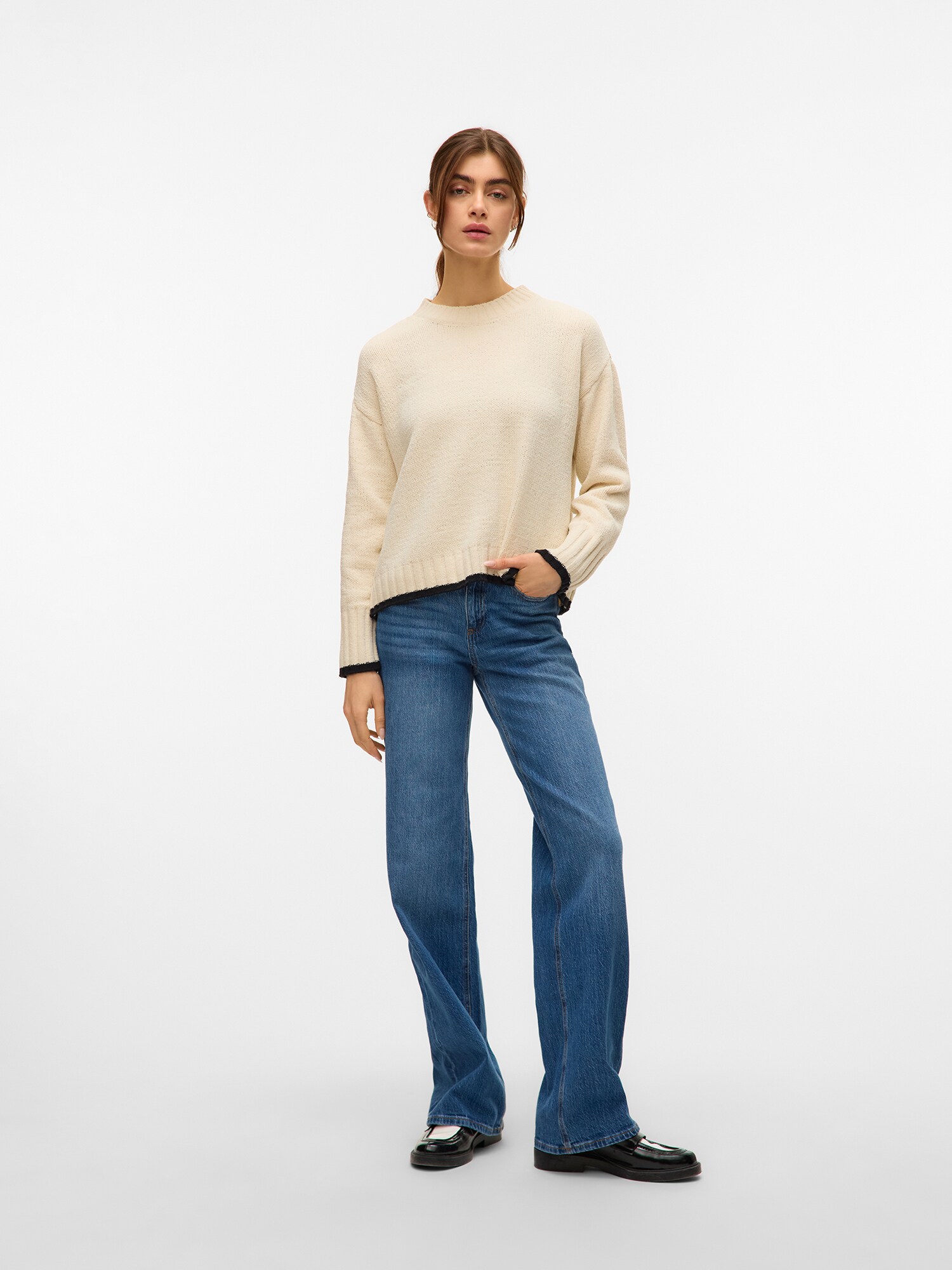 VERO MODA Sveter 'VMShadow' krémová / čierna (obrázok 4)