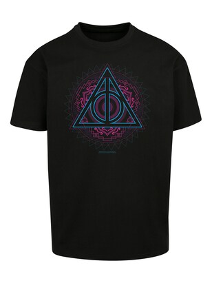 F4NT4STIC Shirt ‘Harry Potter Neon Deathly’ Cyaan blauw / Lila / Zwart