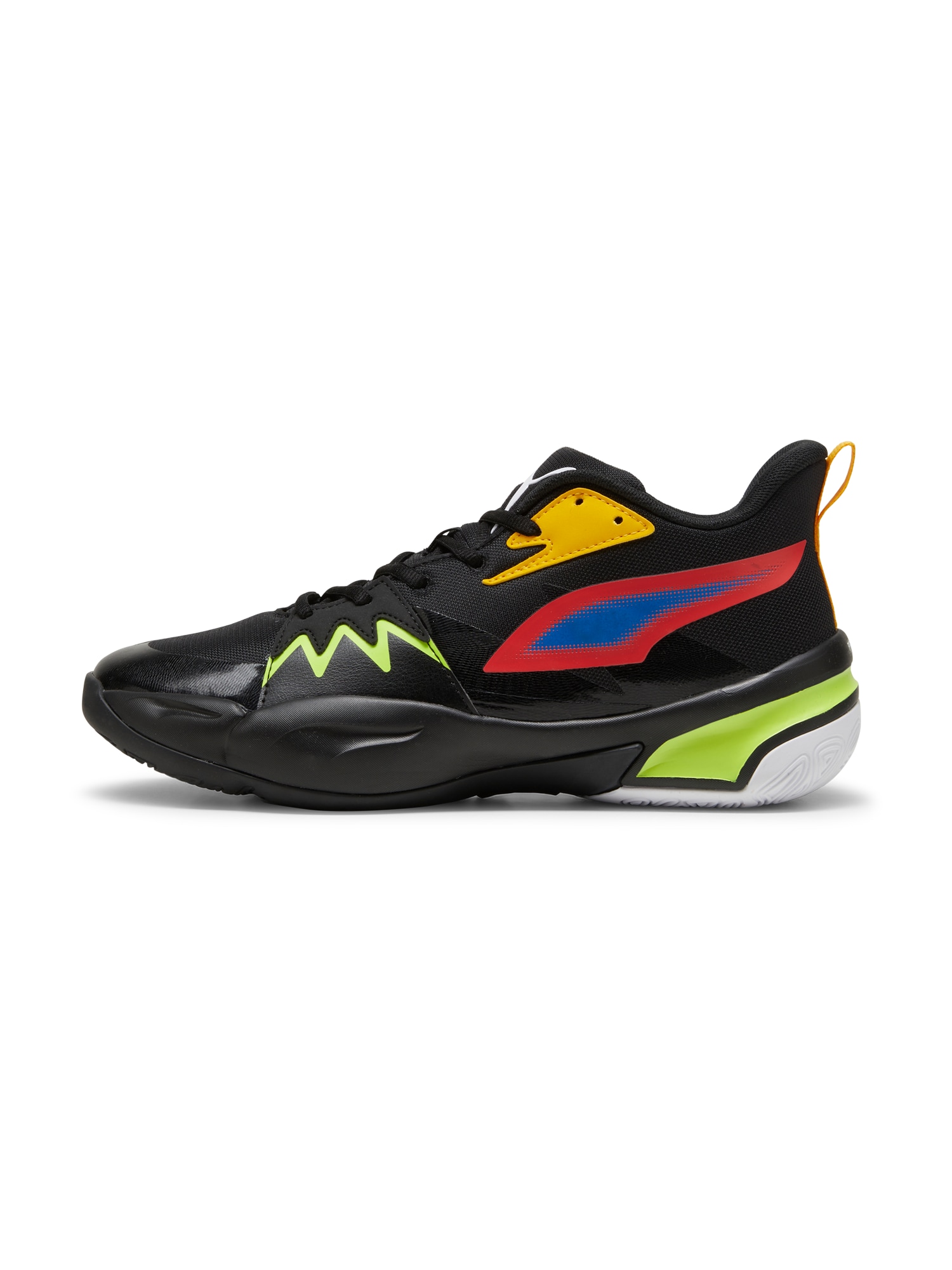 PUMA Sportiniai batai 'Genetics' tamsiai geltona / šviesiai žalia / raudona / juoda