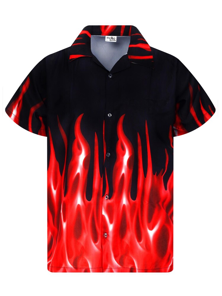 King Kameha Shirt 'Flames' Herren Größe S rot