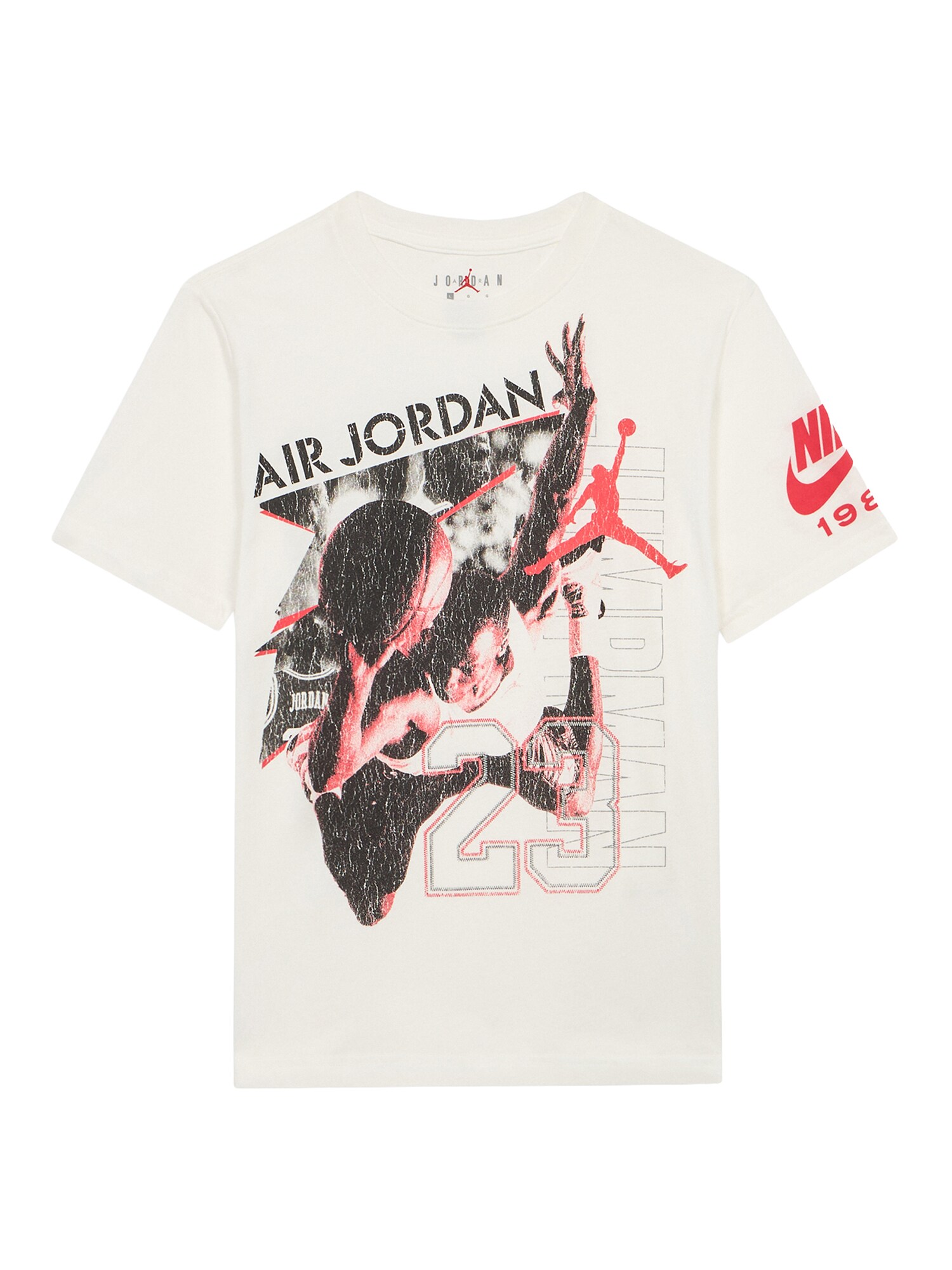 Jordan Tricou 1984  gri / roșu intens / negru / alb murdar