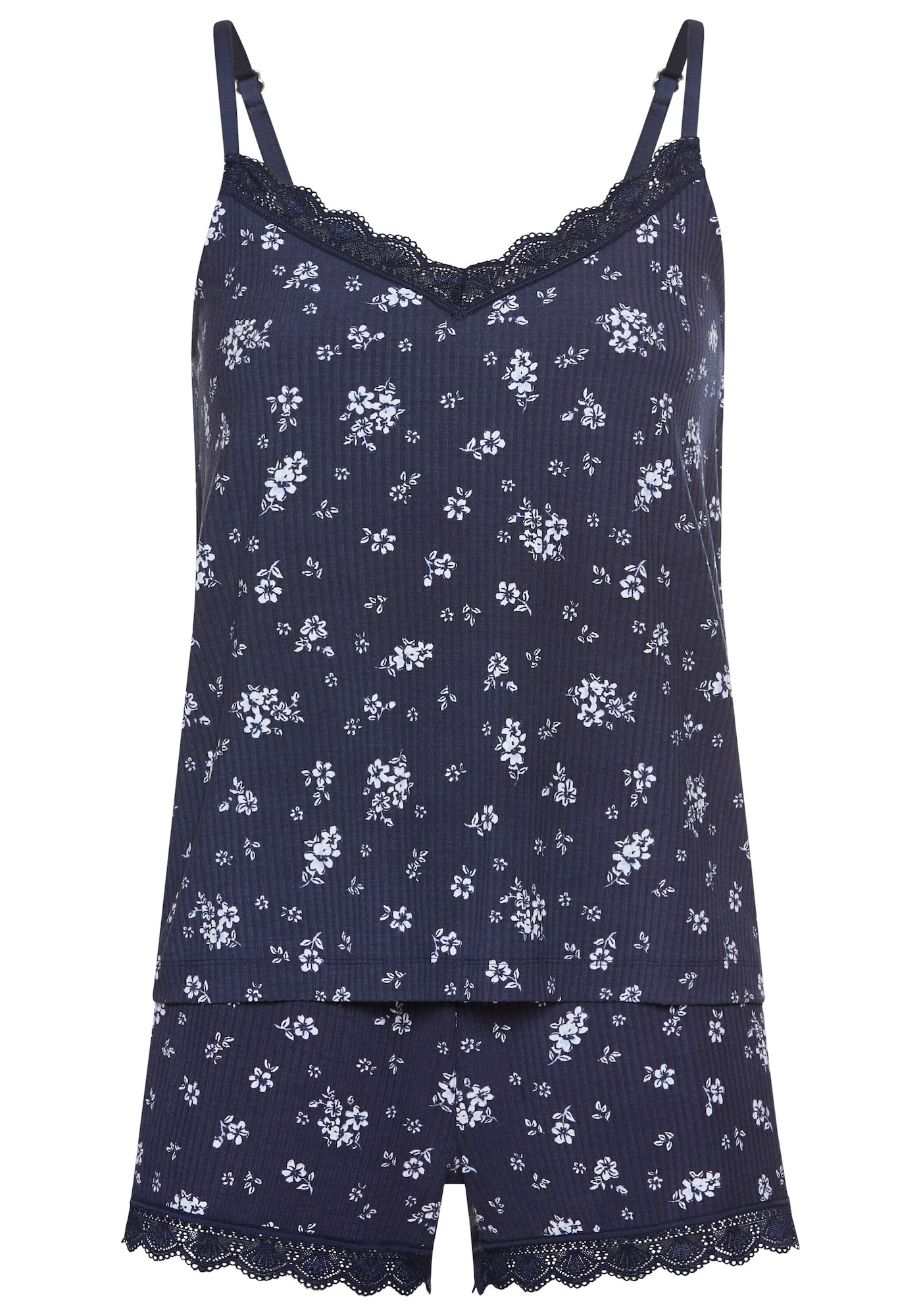 LASCANA Pijama  albastru / roșu vin