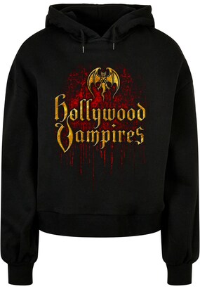 Merchcode Sweatshirt ‘Hollywood Vampires – Bat Logo Drips’ Goudgeel / Donkerrood / Zwart