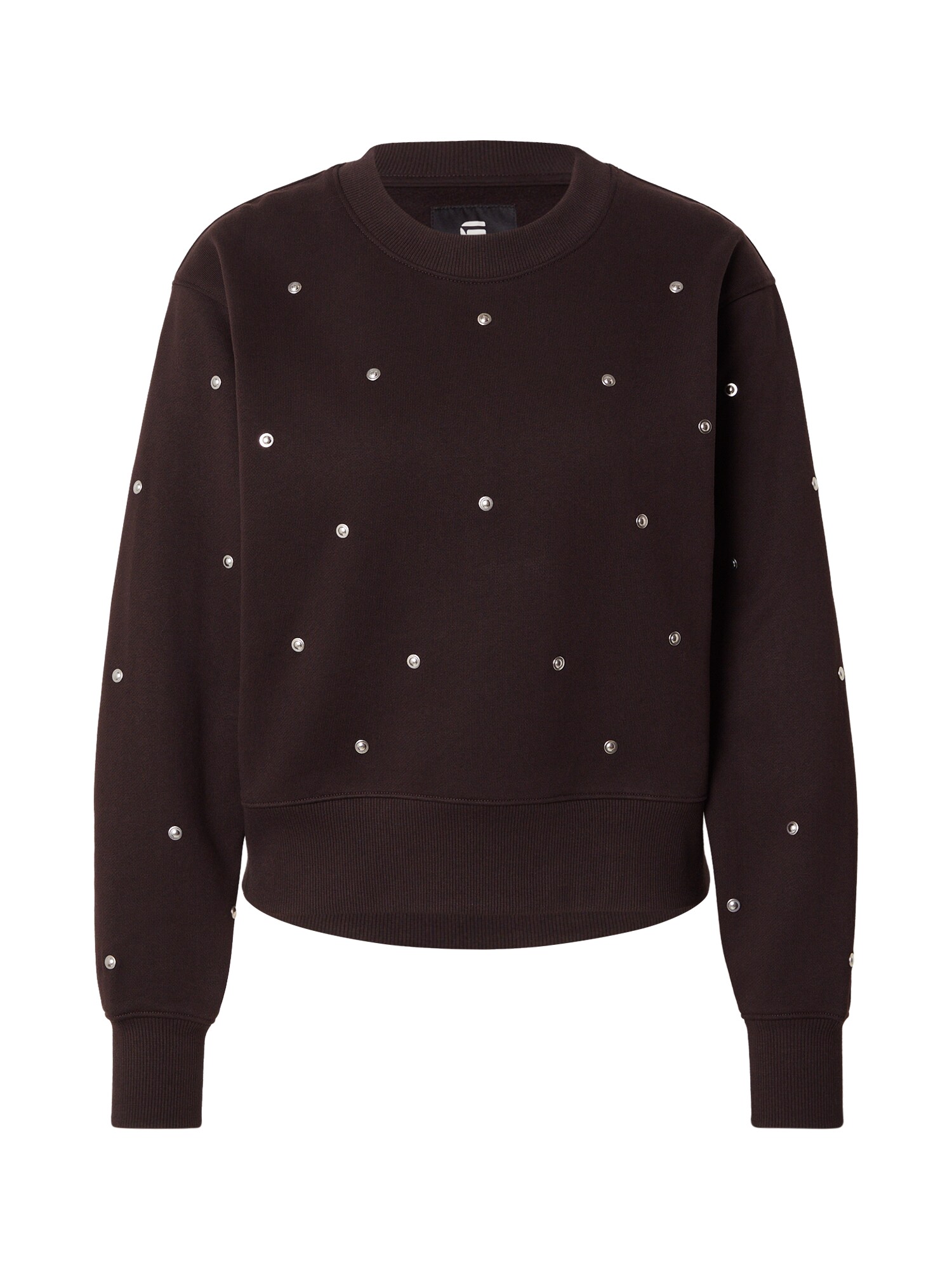 G-STAR Bluză de molton Heritage  maro închis / argintiu