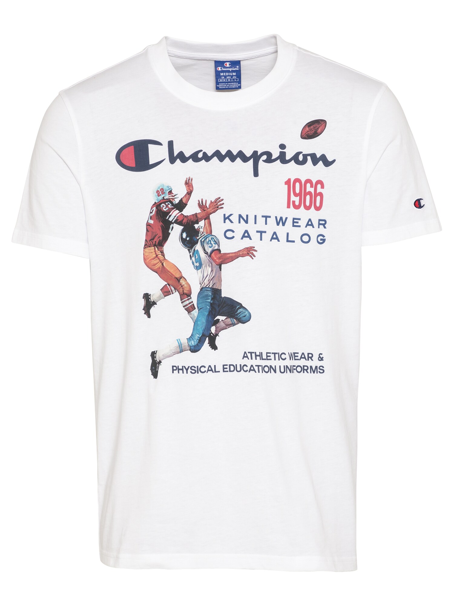 Champion Authentic Athletic Apparel Marškinėliai  balta / tamsiai mėlyna / raudona