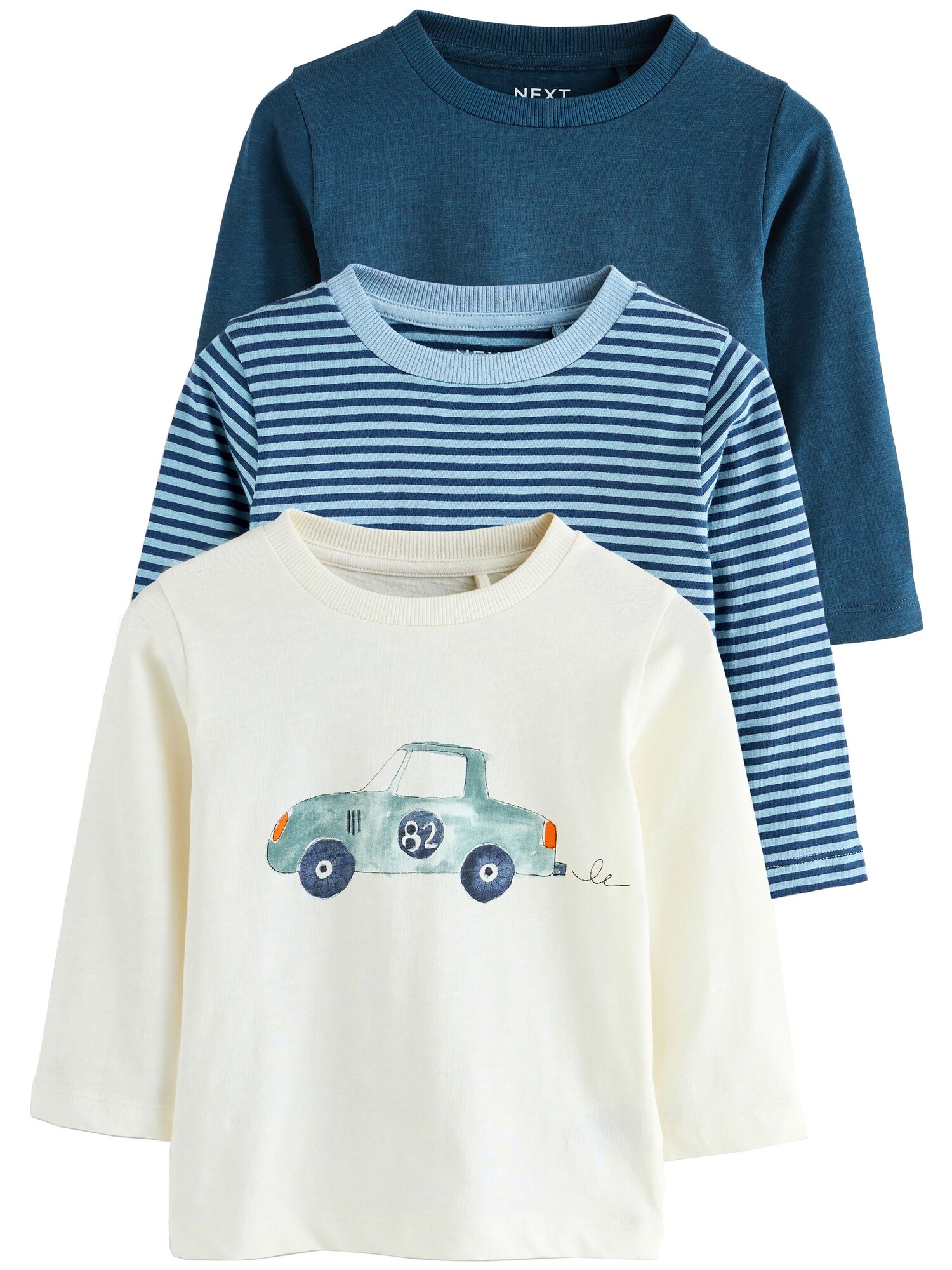 Next Tricou  albastru deschis / albastru închis / alb natural