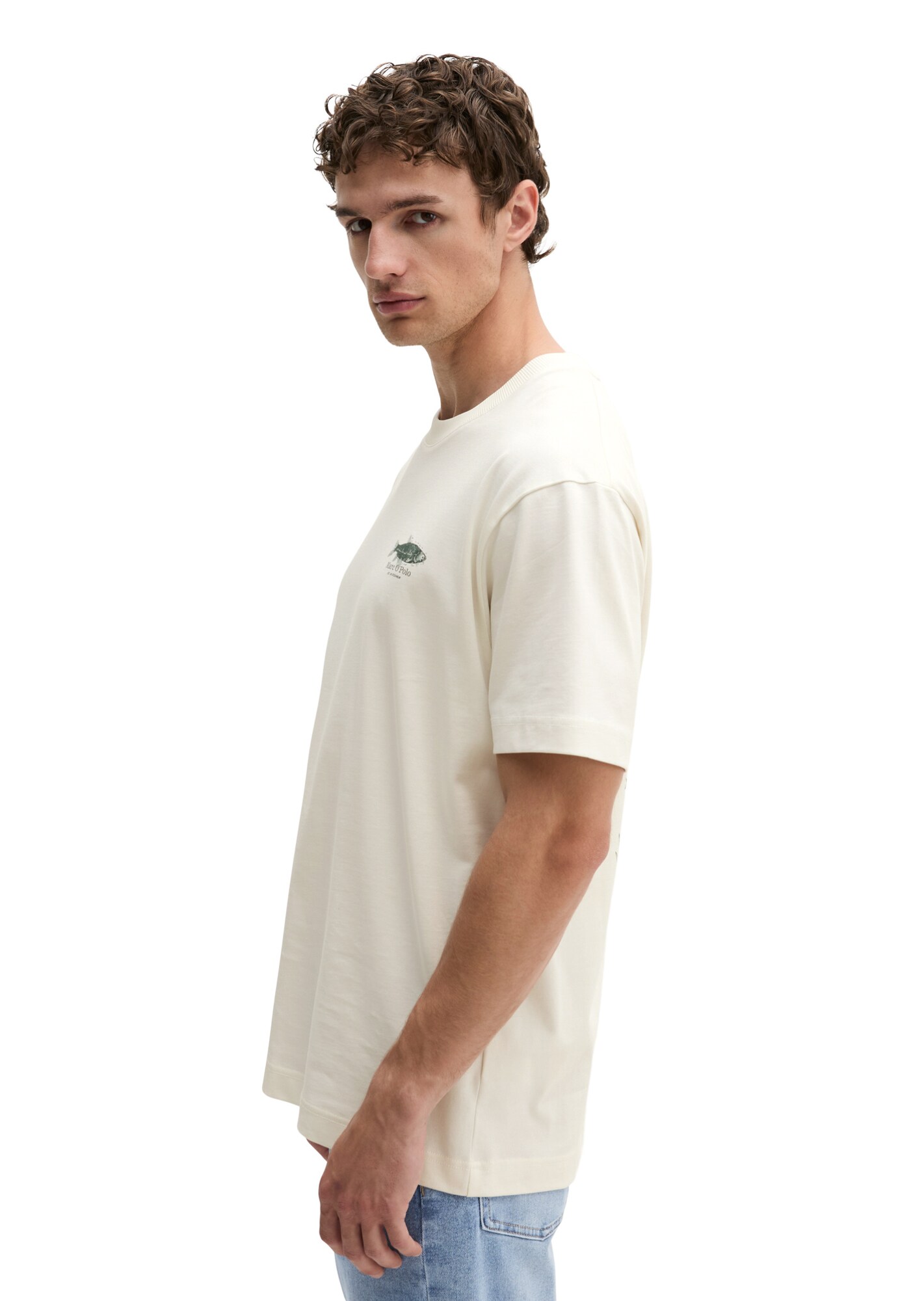 Marc O'Polo Camiseta verde oscuro / blanco natural – imagen 3