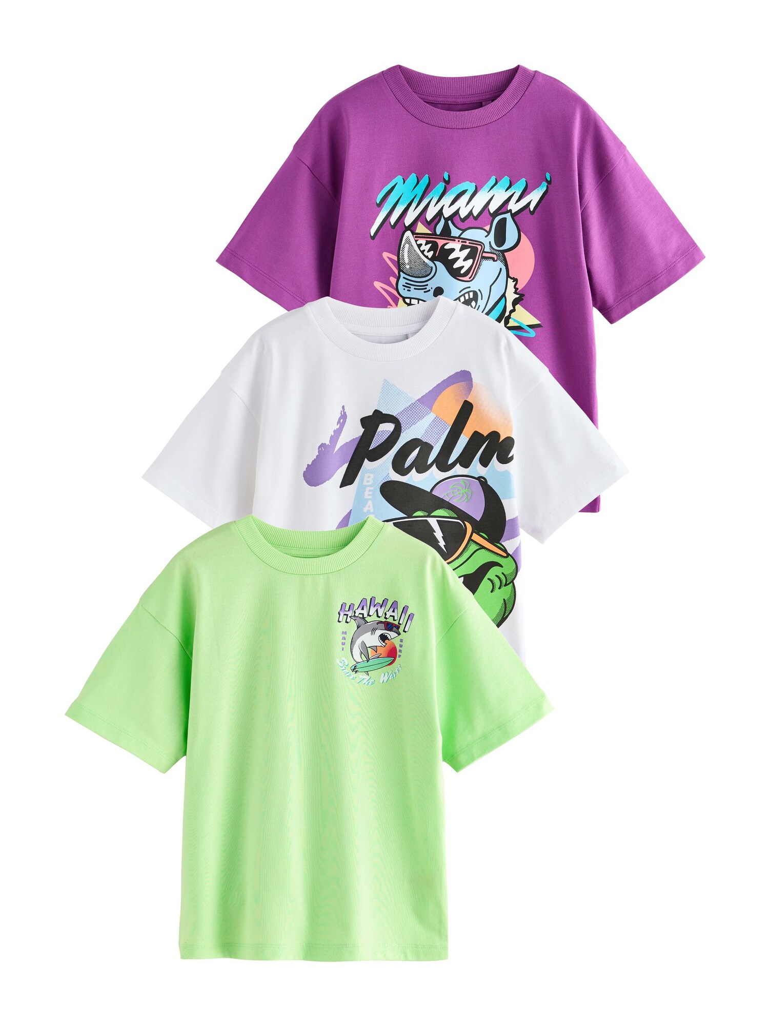 Next Tricou  verde / lila / negru / alb