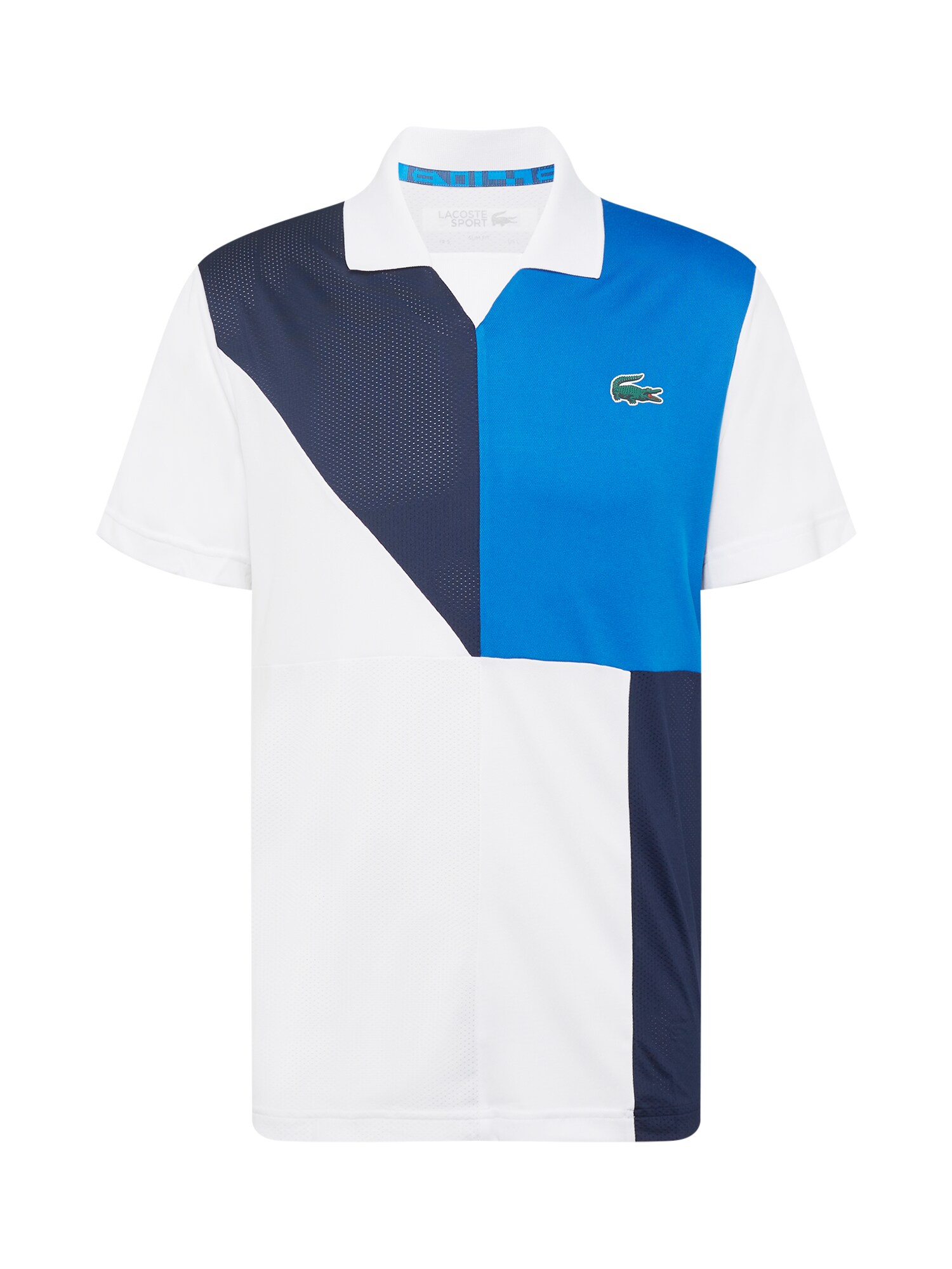 Lacoste Sport Sportiniai marškinėliai mėlyna / tamsiai mėlyna jūros spalva / žolės žalia / balta