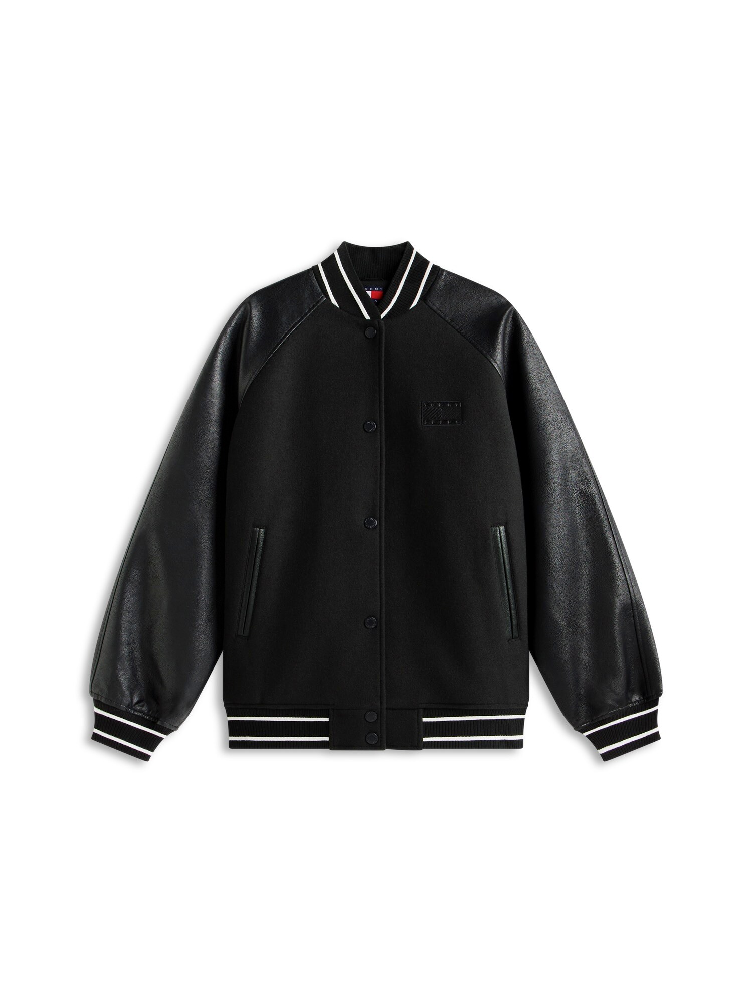 Tommy Jeans Geacă de primăvară-toamnă  negru / alb