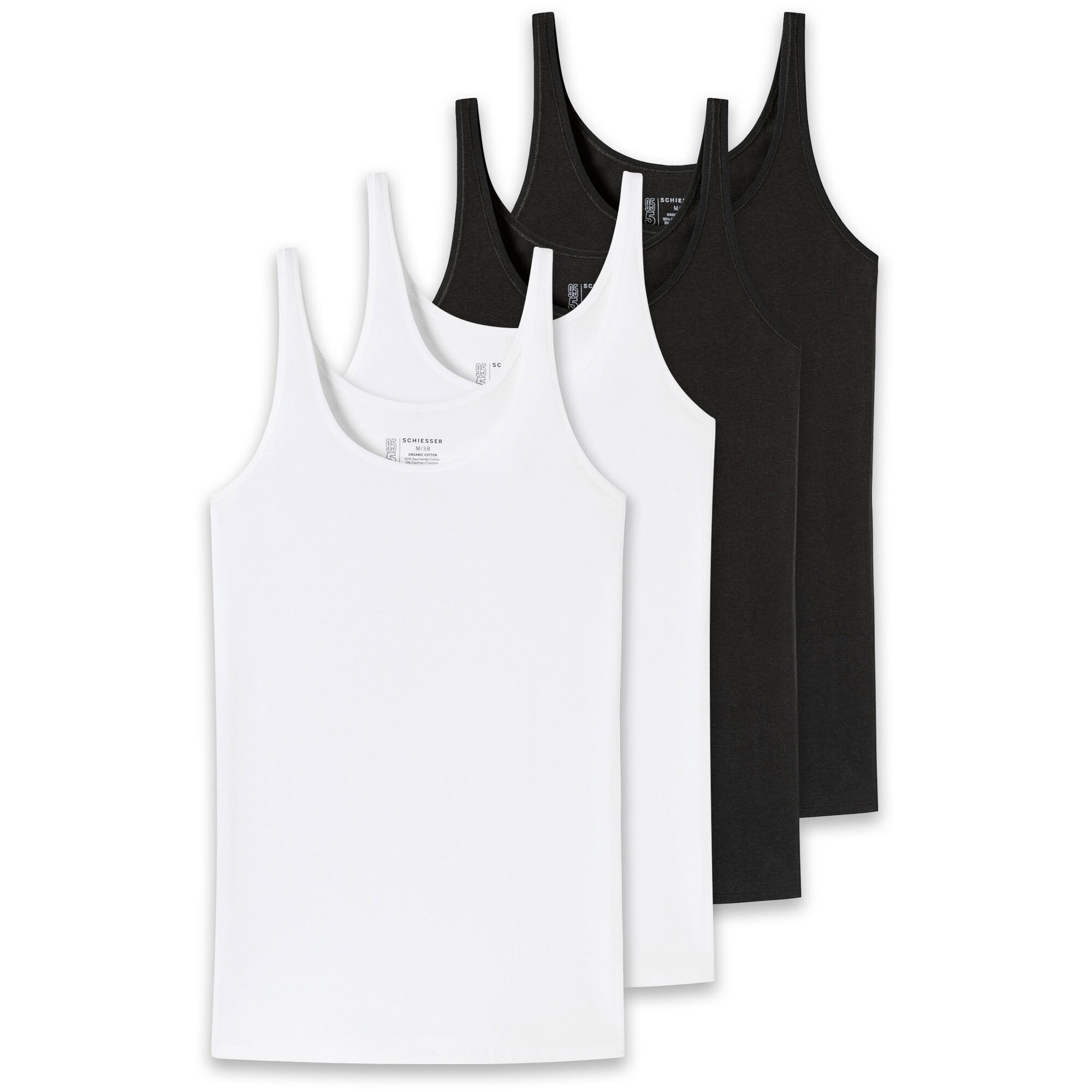 SCHIESSER Maglietta intima  nero / bianco