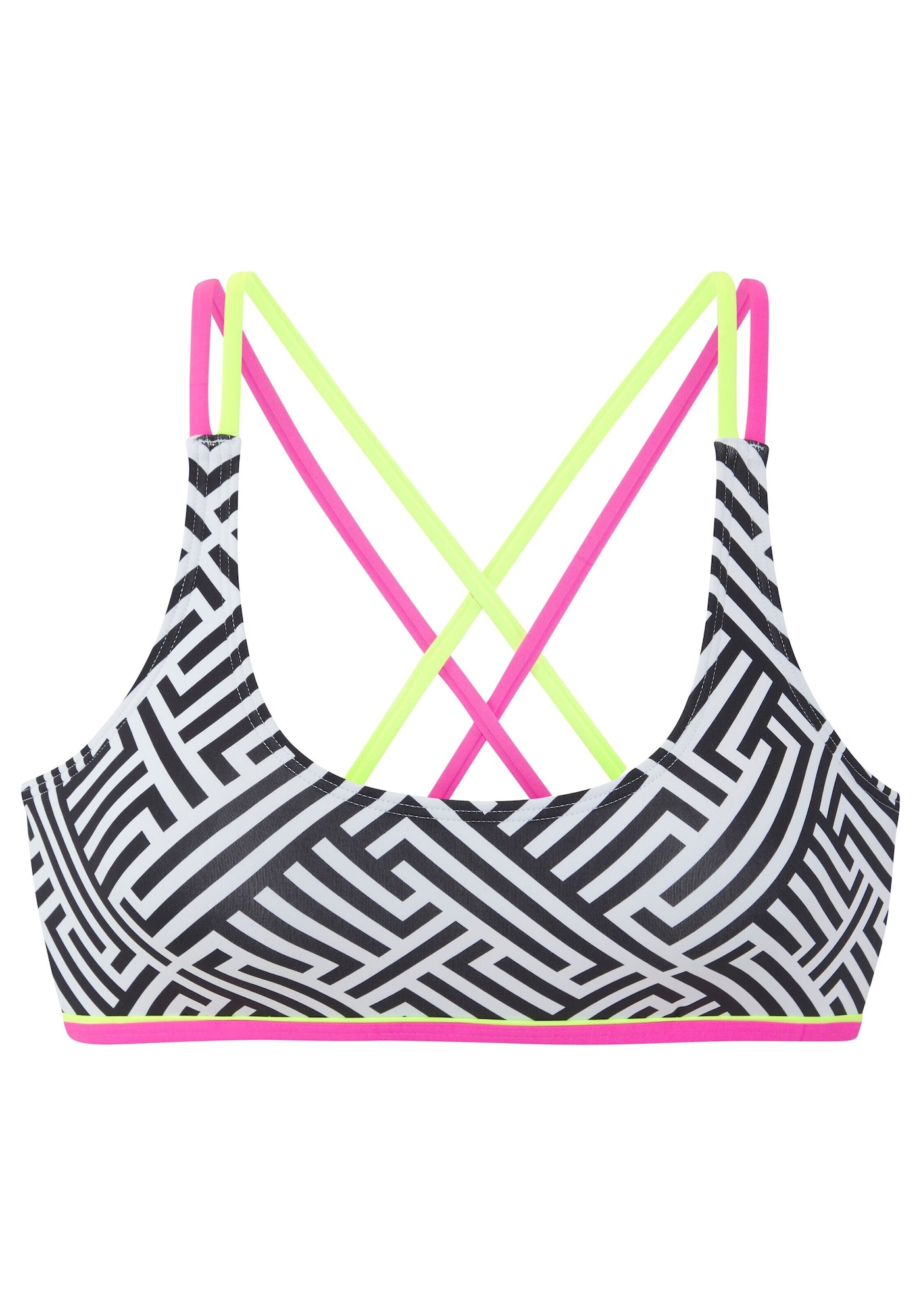 BUFFALO Sutien costum de baie  verde limetă / roz / negru / alb murdar