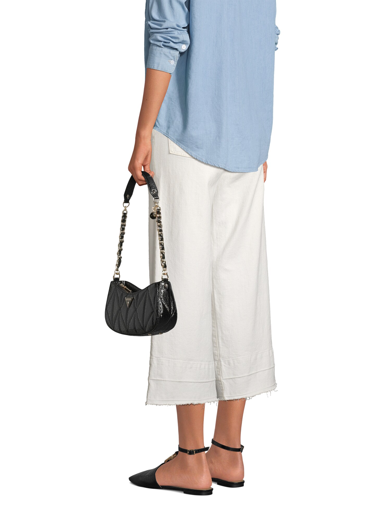 GUESS Kabelka na rameno 'ALDINA TOP ZIP SHOULDER BAG' zlatá / čierna (obrázok 5)