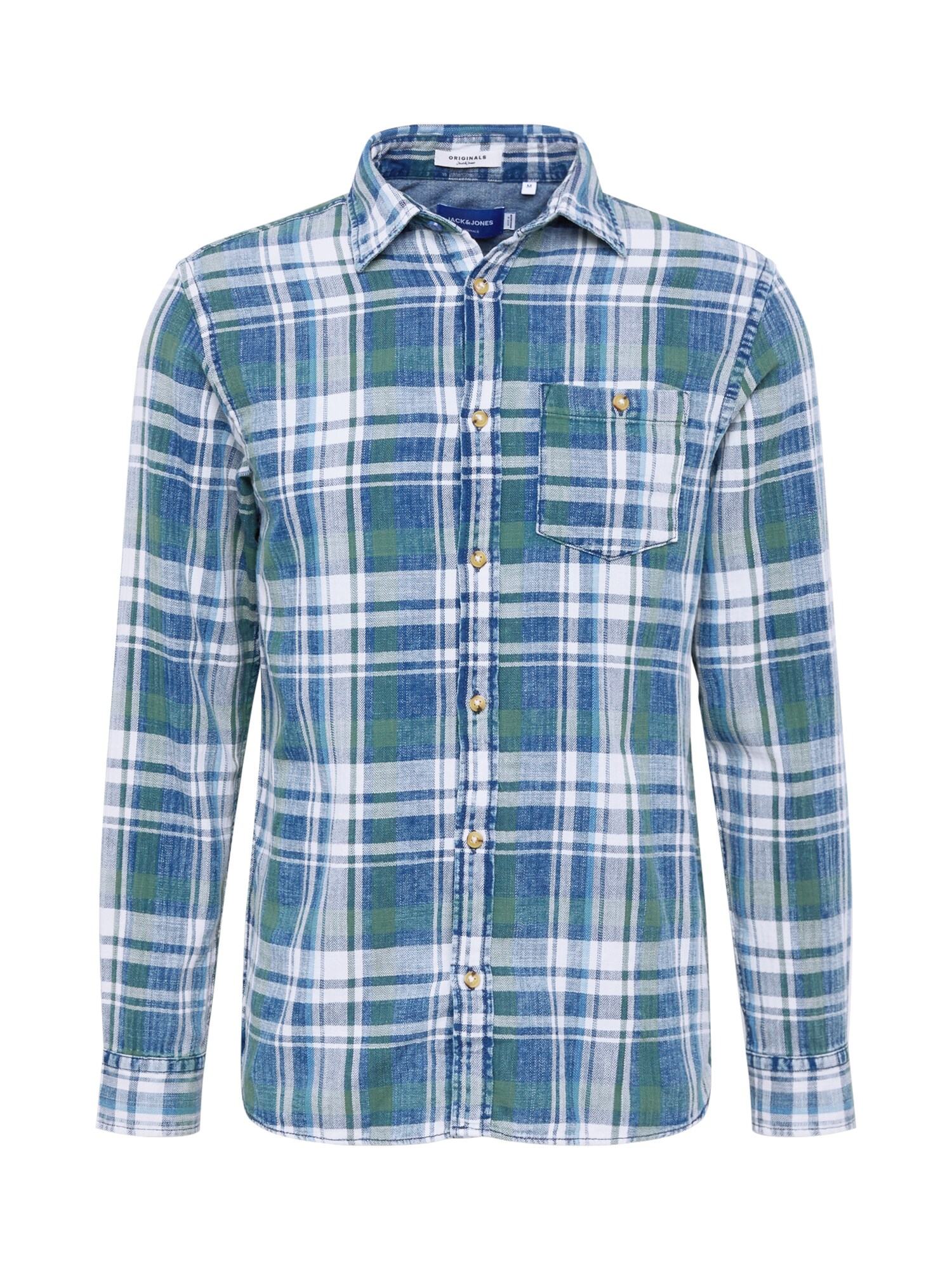JACK & JONES Dalykiniai marškiniai 'HANS'  žalia / mėlyna / balta