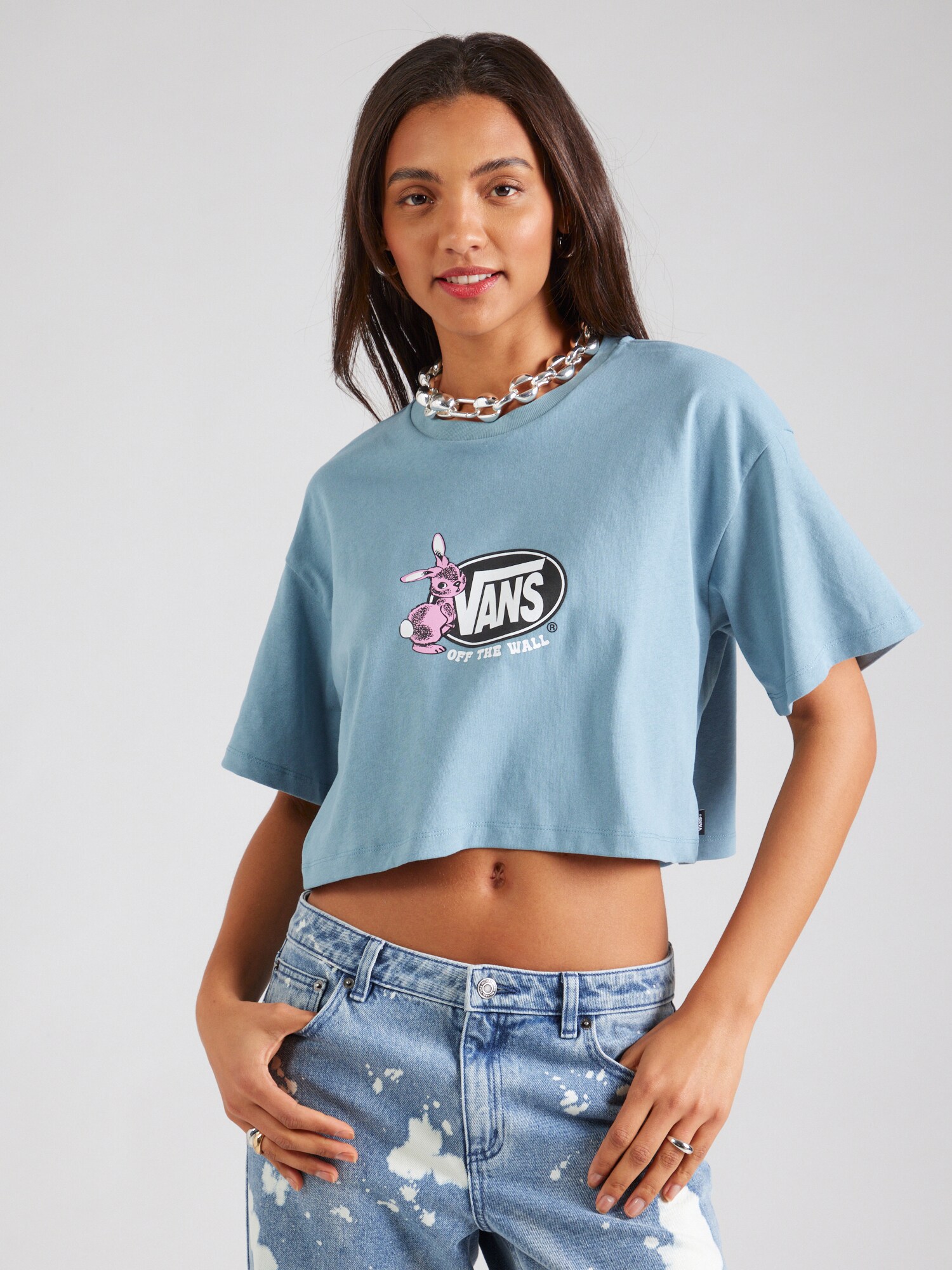 VANS Póló 'FOLLOW'  galambkék / rózsaszín / fekete / fehér termék 2. képe