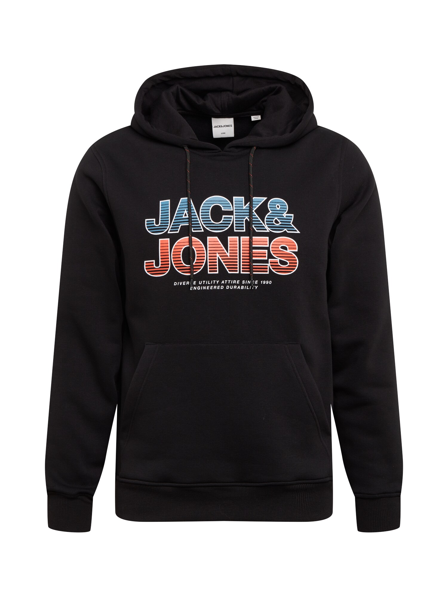 JACK & JONES Megztinis be užsegimo 'SENSE'  juoda / mėlyna / balta / pastelinė raudona