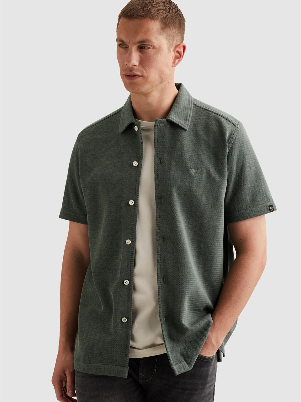 Skjorta 'Shirt with short sleeves in interlock jersey'