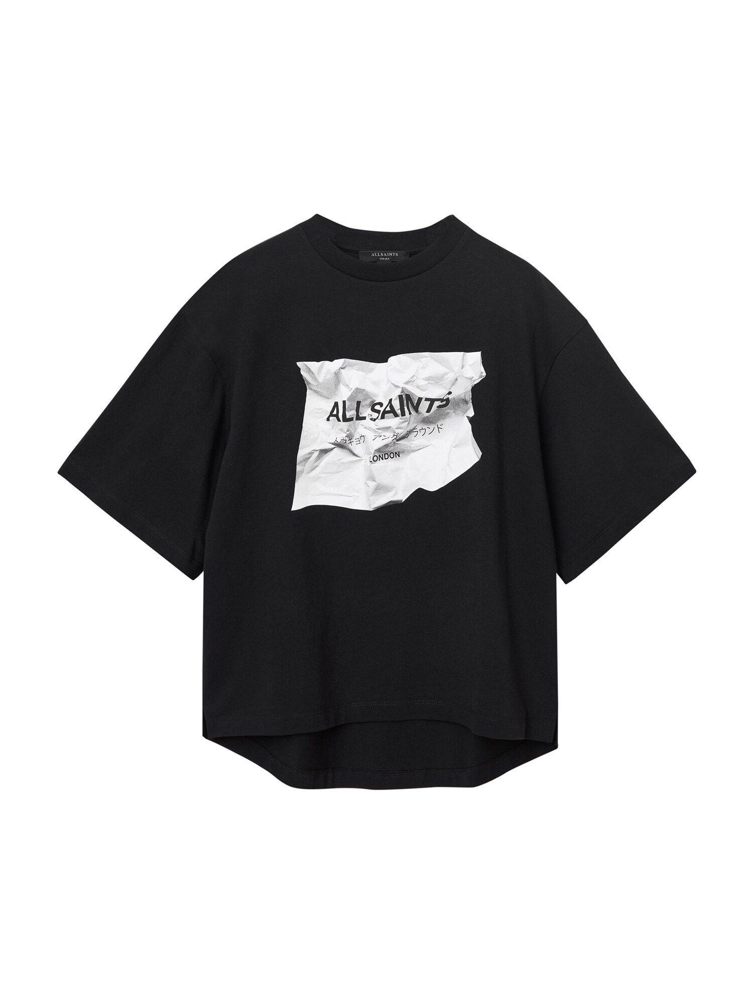 AllSaints Póló 'SCRUNCH AMELIE'  antracit / fekete / fehér akciós termékkép 1