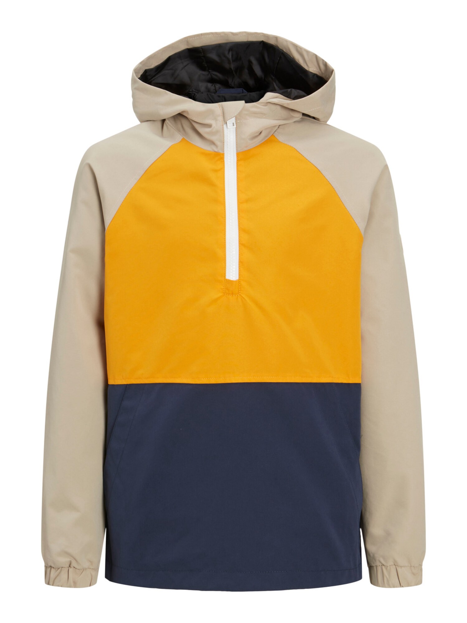 Jack & Jones Junior Demisezoninė striukė 'LUKE' smėlio spalva / tamsiai mėlyna / oranžinė / balta