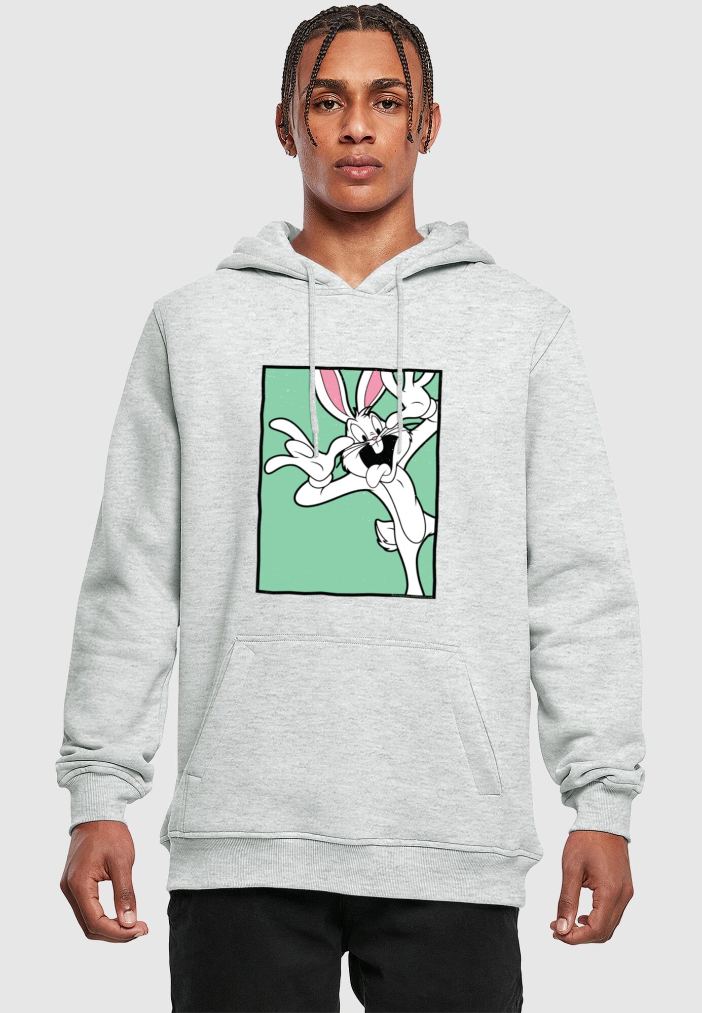 Merchcode Sudadera 'Looney Tunes Bugs Bunny Funny Face' gris moteado / menta / negro / blanco – imagen 3