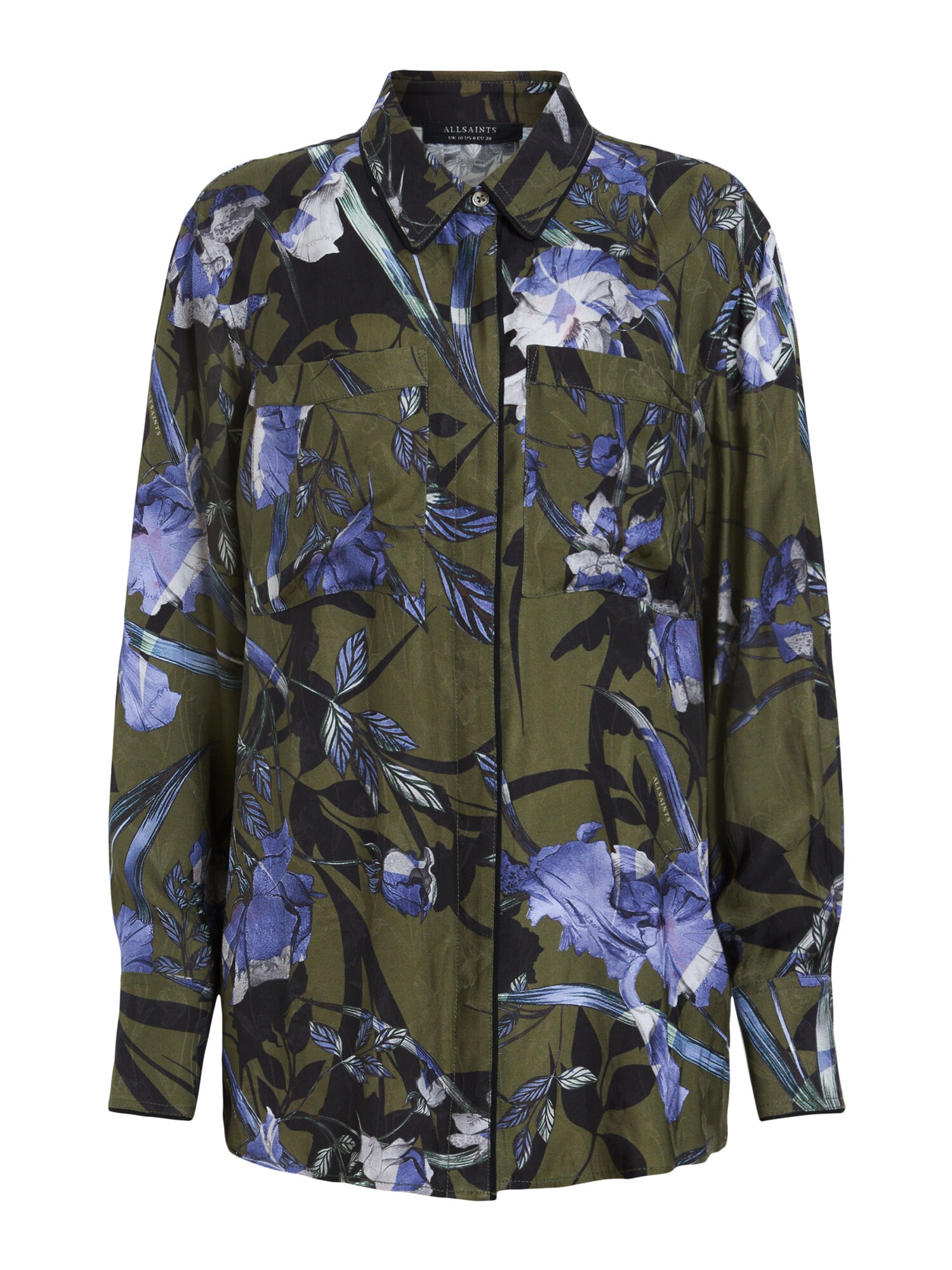 AllSaints Bluză  albastru deschis / verde / negru / alb