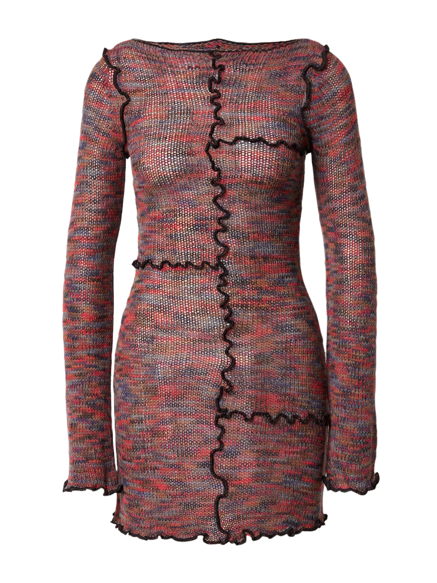 BDG Urban Outfitters Megzta suknelė pilka / tamsiai violetinė / raudona / juoda