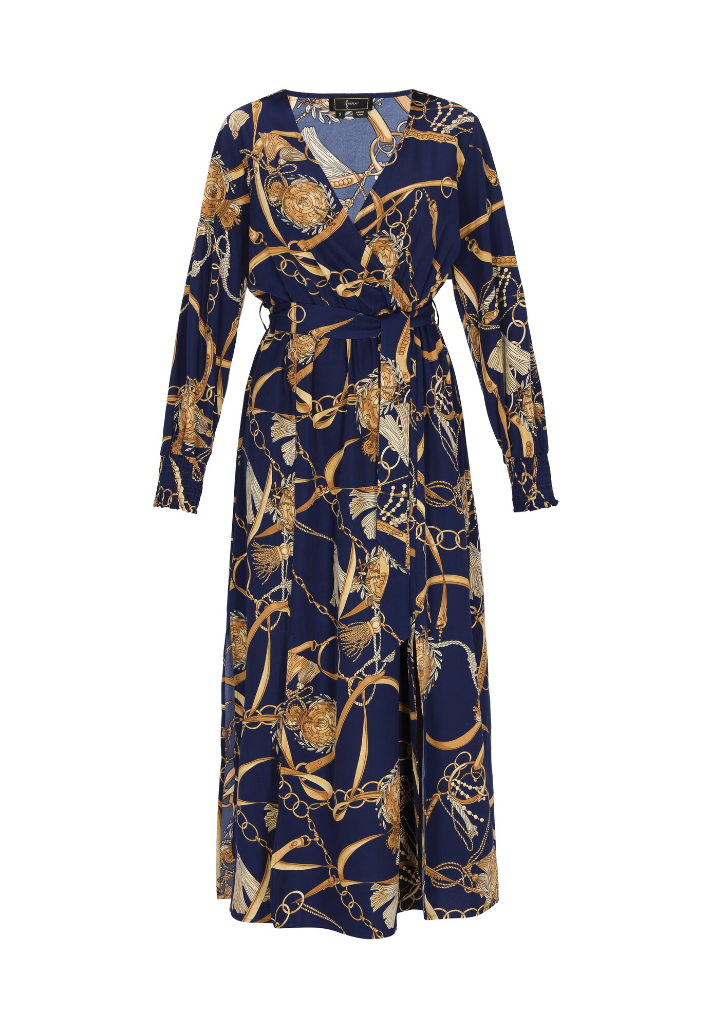 faina Vestido  navy / azafrán / amarillo pastel