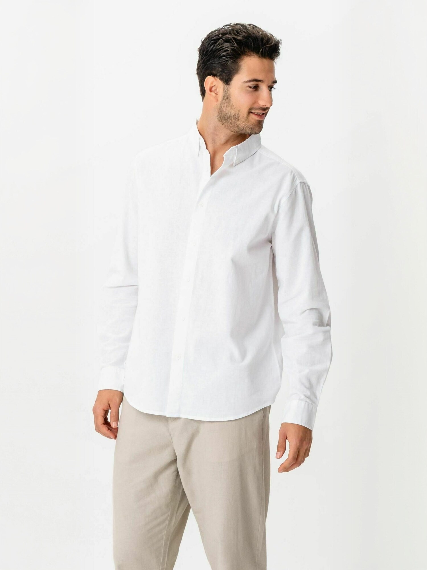 TEESHOPPEN Cămașă ' Linen Blend '  alb