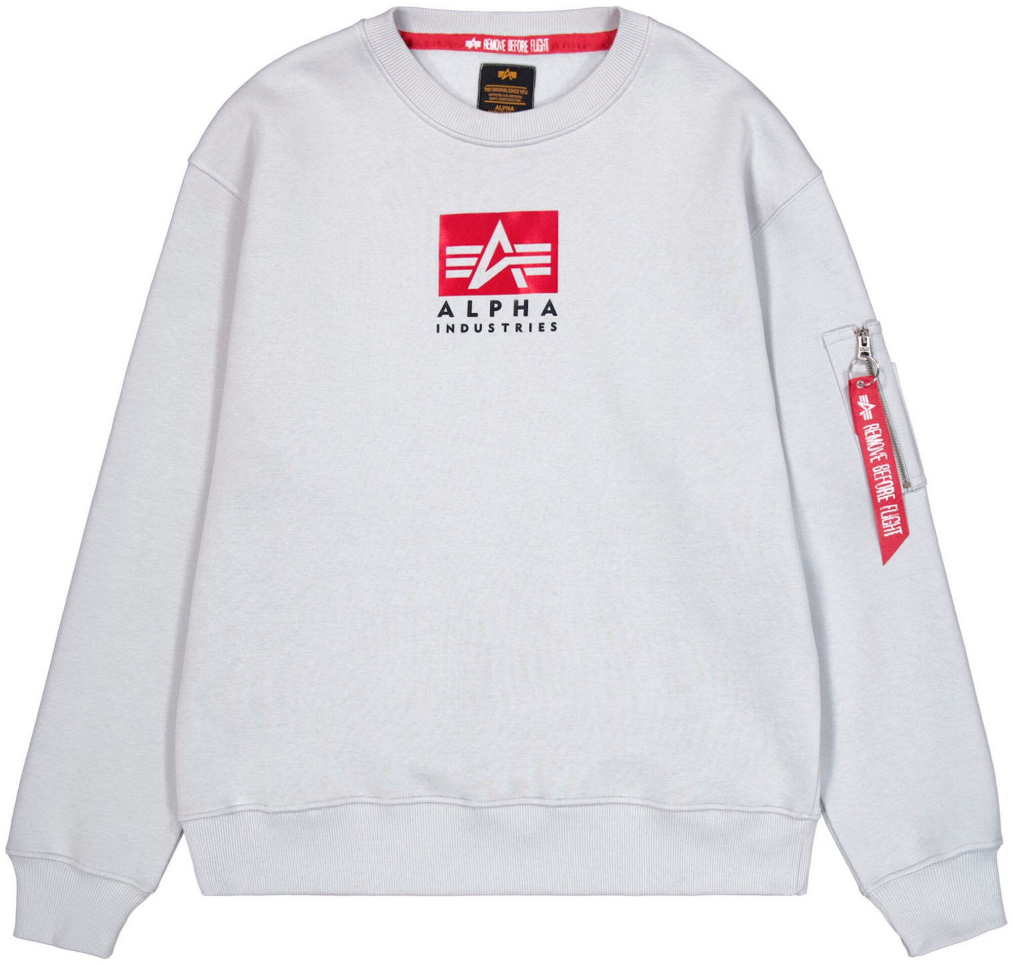 ALPHA INDUSTRIES Mikina  svetlosivá / červená / čierna