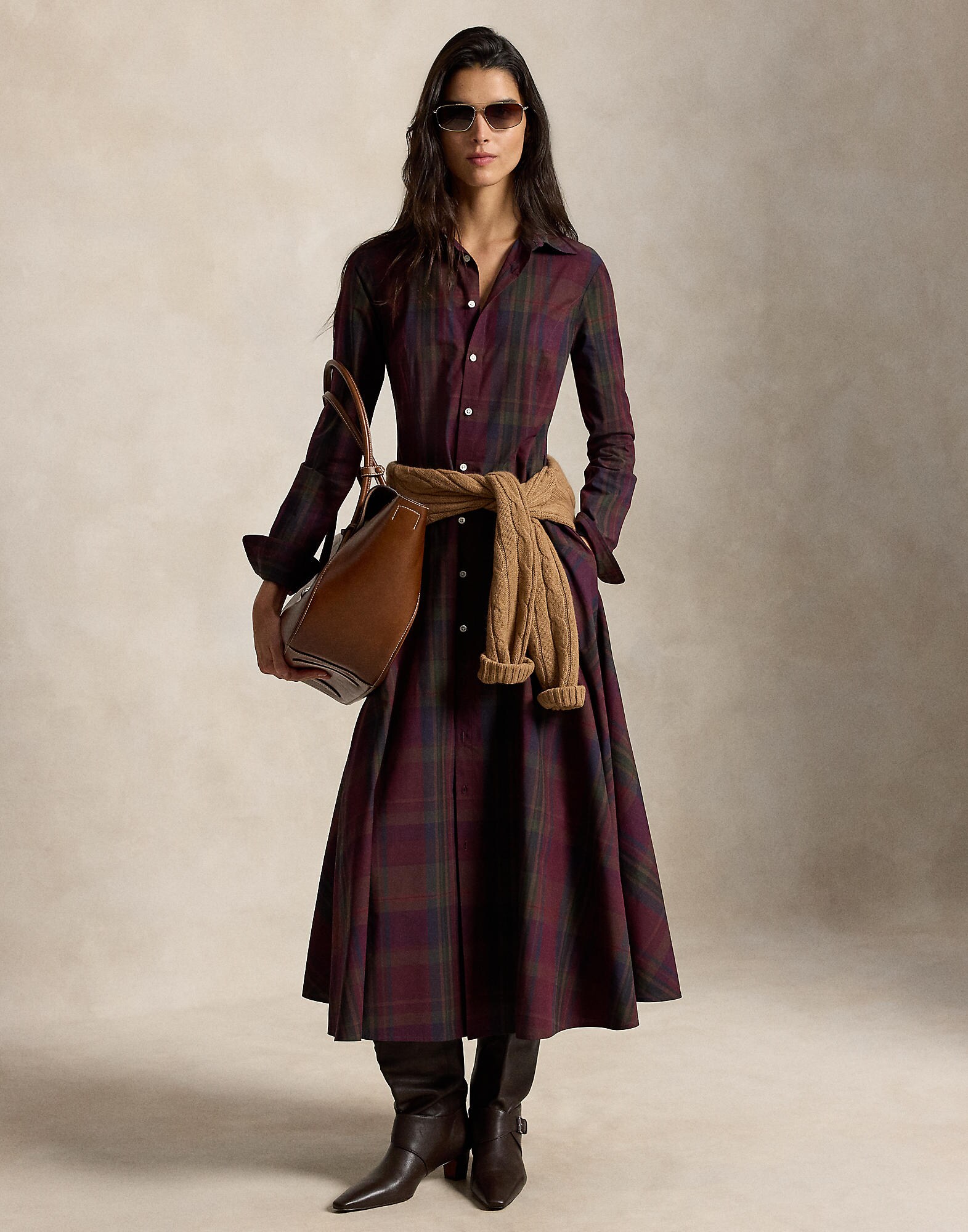 Polo Ralph Lauren Vestido camisero  navy / oliva / borgoña / rojo vino – imagen 4