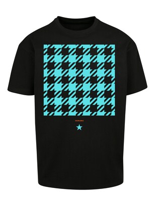 F4NT4STIC Shirt ‘Hahnentritt’ Turquoise / Zwart