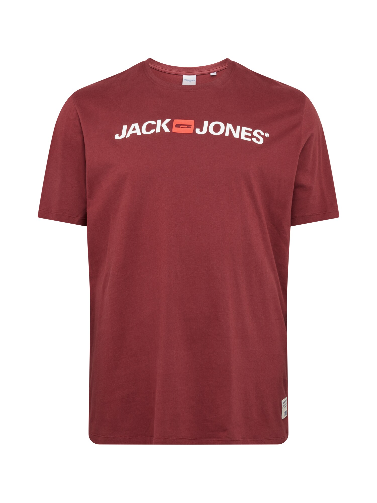 Jack & Jones Plus Marškinėliai 'HISTORY'  vyno raudona spalva / balta / oranžinė-raudona