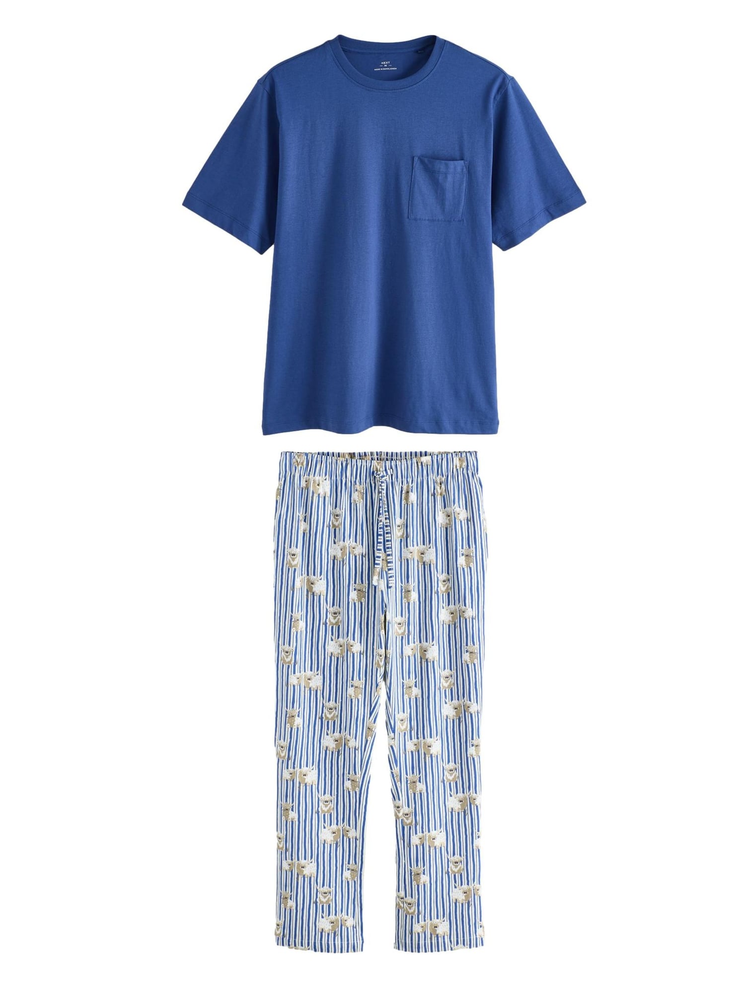 Next Pijama lungă  albastru / gri / alb