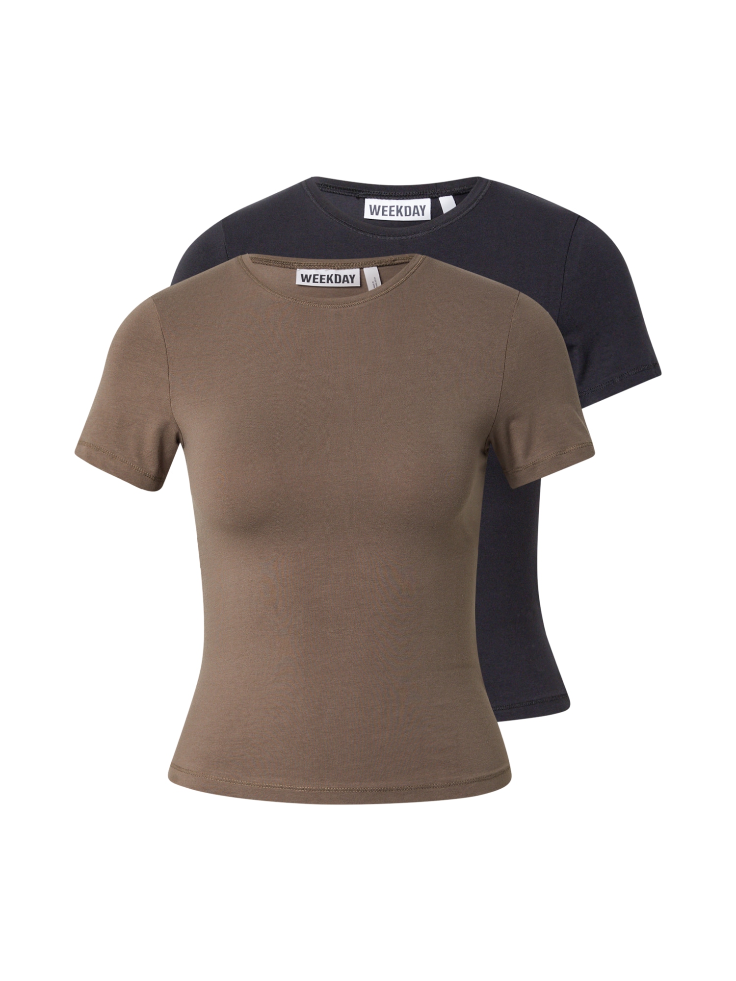WEEKDAY Tricou  ciocolatiu / negru