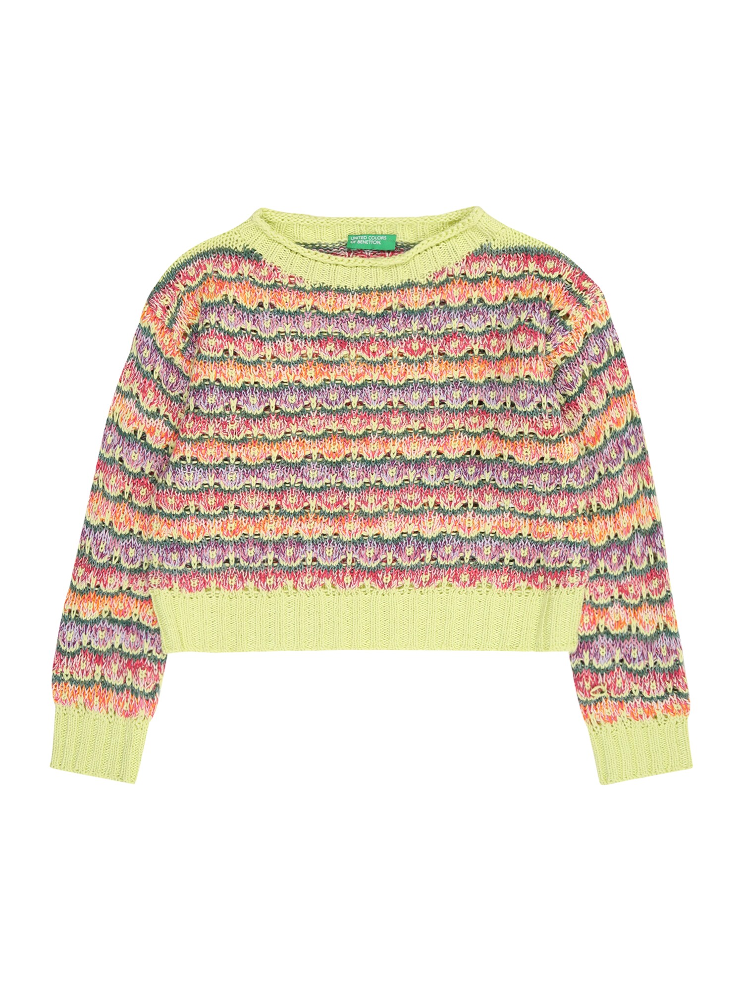 UNITED COLORS OF BENETTON Pulóver  zöld / citromzöld / lila / narancs akciós termékkép 1