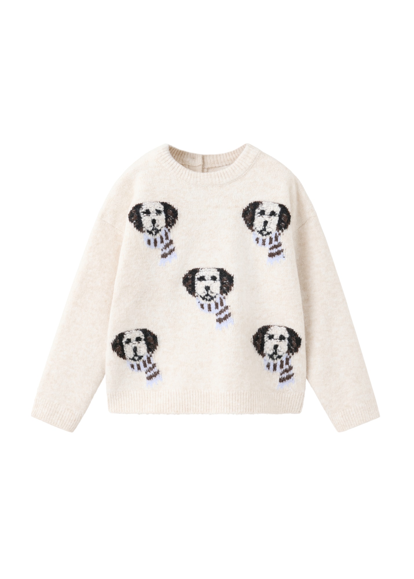 MANGO KIDS Pulover GROMIT crem / negru / alb