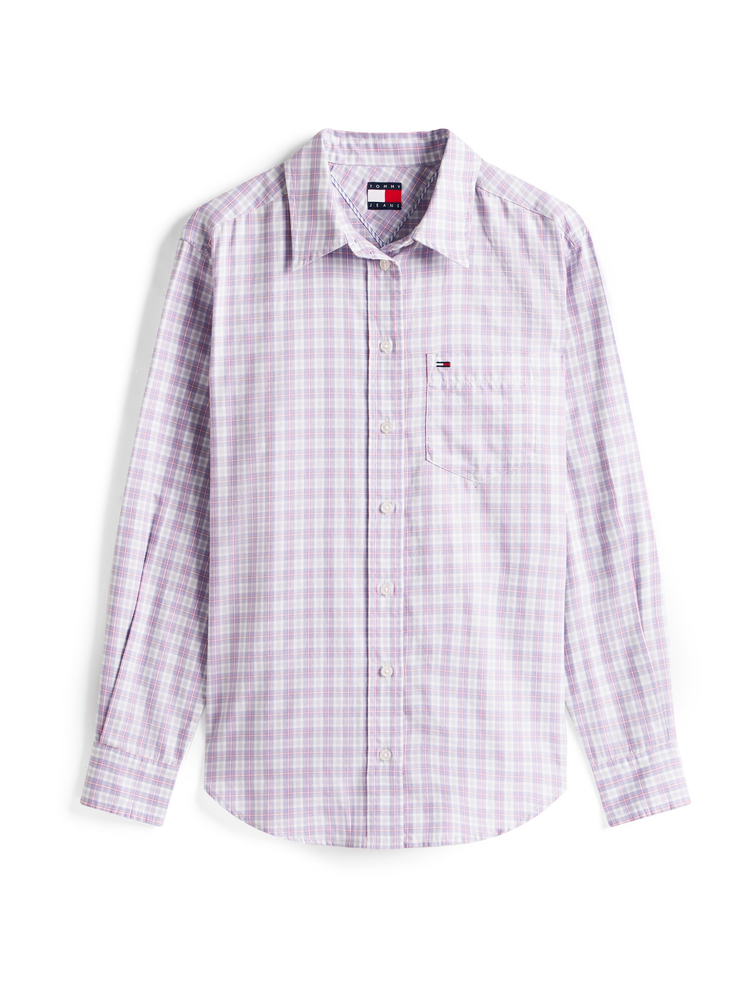 Tommy Jeans Bluză ESSENTIAL  mov liliachiu / roșu / alb