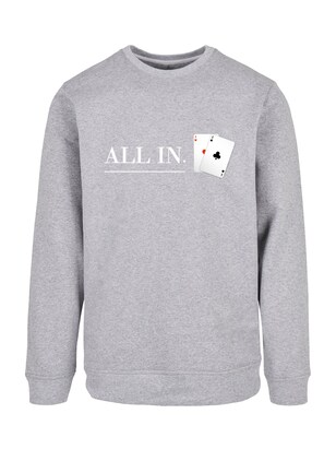 F4NT4STIC Sweatshirt ‘Poker All In Karten’ Grijs gemêleerd / Rood / Zwart / Wit