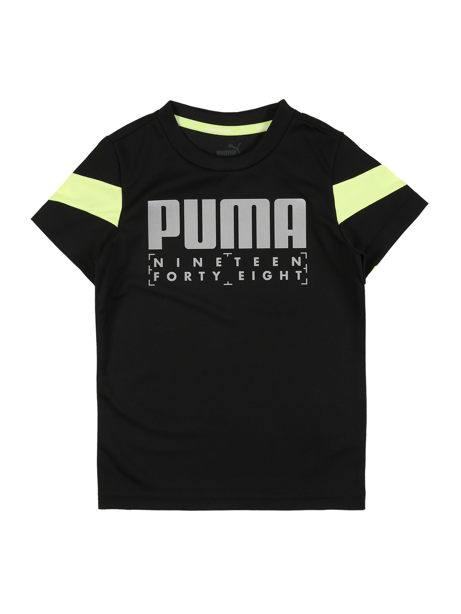 PUMA Marškinėliai 'Active'  juoda / neoninė geltona / šviesiai pilka