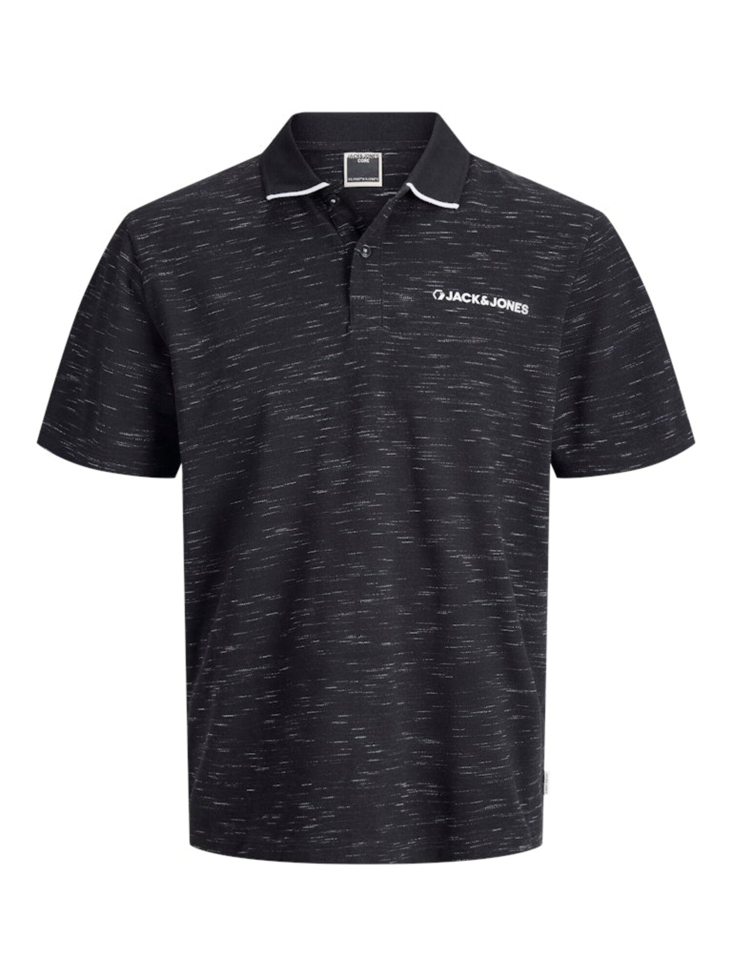 Jack & Jones Shirt 'JCOLogan Inject' Zwart Gemêleerd / Wit